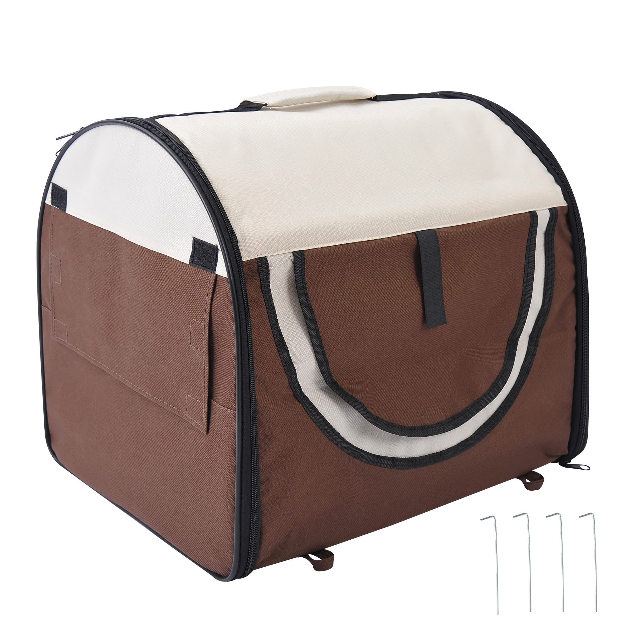 PawHut Tiertransportbox faltbare Hundetransportbox bis 4 kg, Kaffee 46 x 36 x 41 cm