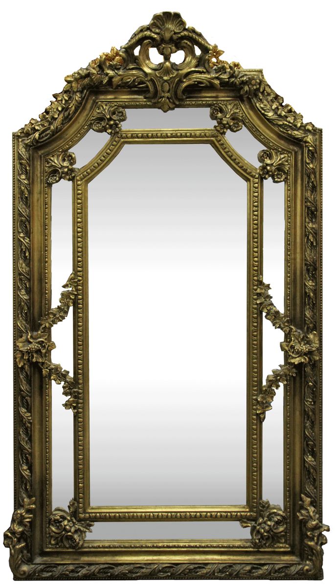 Casa Padrino Barockspiegel Barock Wandspiegel Gold 115 x H. 215 cm - Prunkvoller Barock Spiegel mit wunderschönen Verzierungen - Möbel im Barockstil
