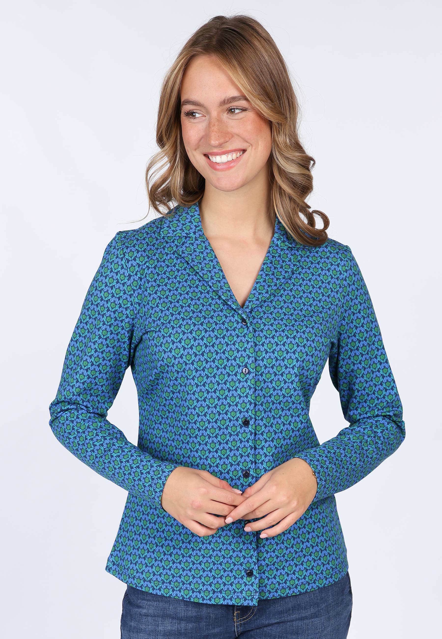 Lykka du Nord Klassische Bluse Celeste daisy