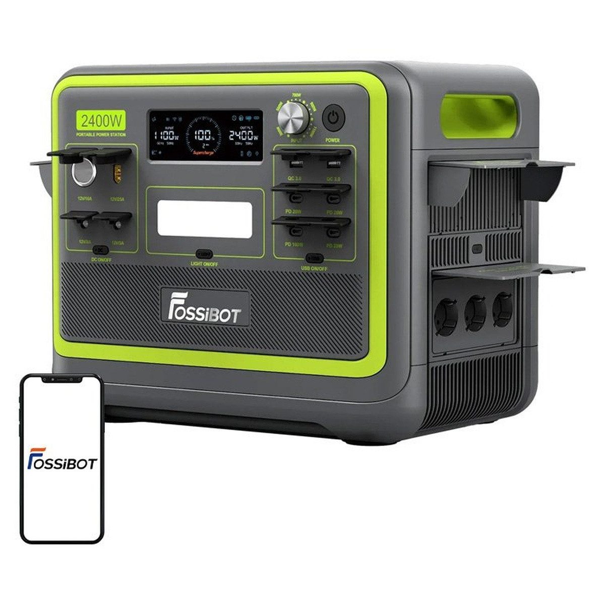 Fossibot FOSSIBOT F2400 Ladestation mit 2400 W (grün) Powerstation