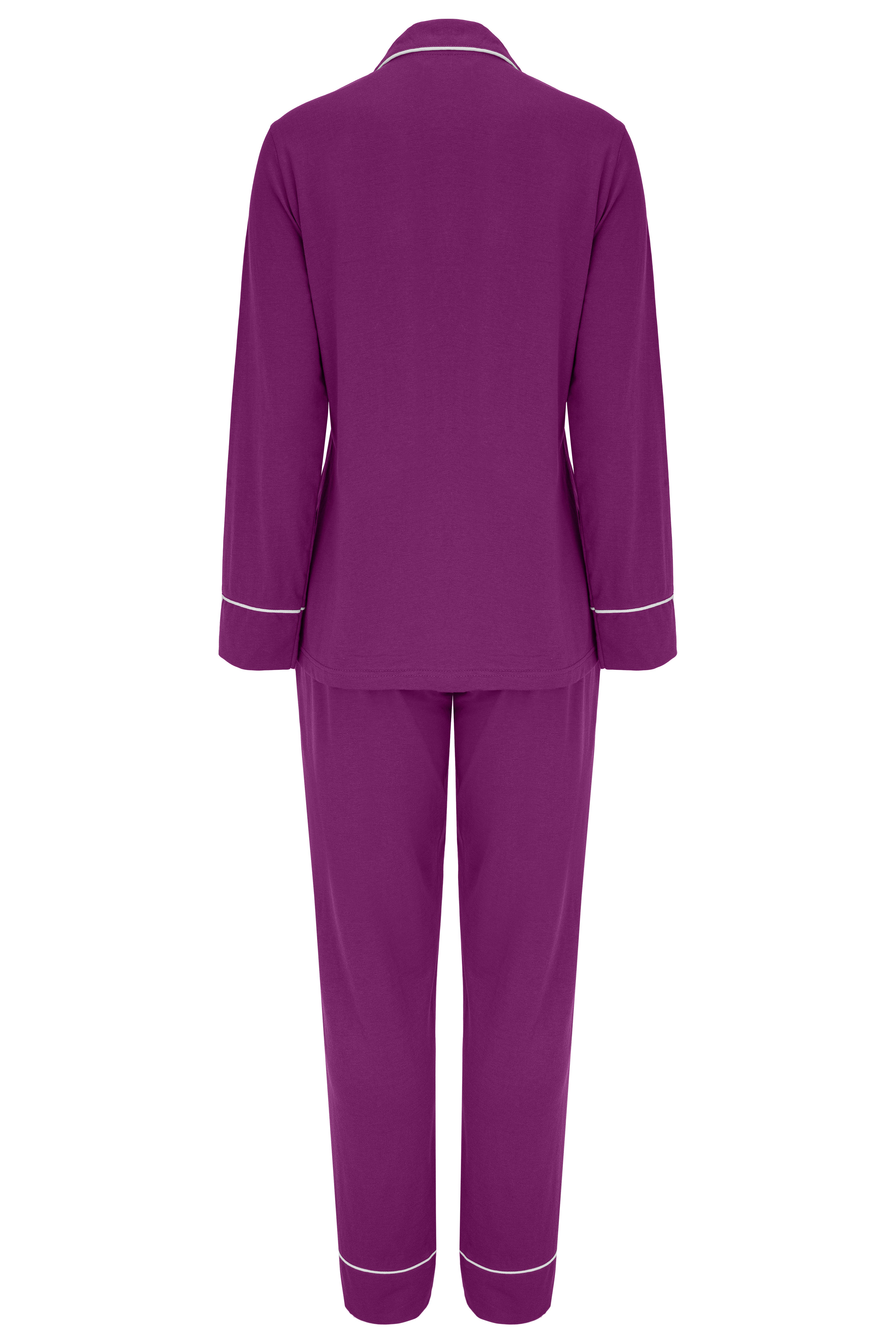 SNOOZE OFF Pyjama Schlafanzug in violett (2 tlg., 1 Stück) mit Kontrastpaspel-Details