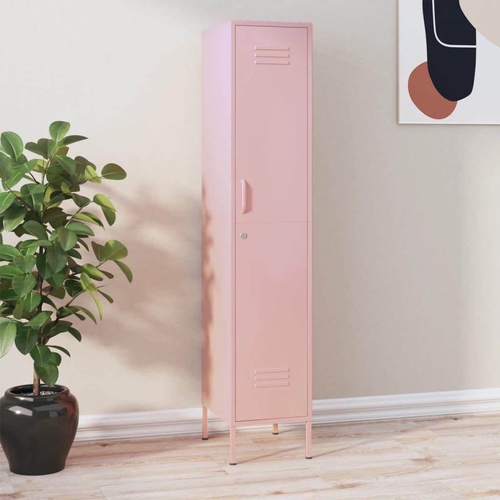 vidaXL Fächerschrank Schließfachschrank Rosa 35x46x180 cm Stahl (1-St)