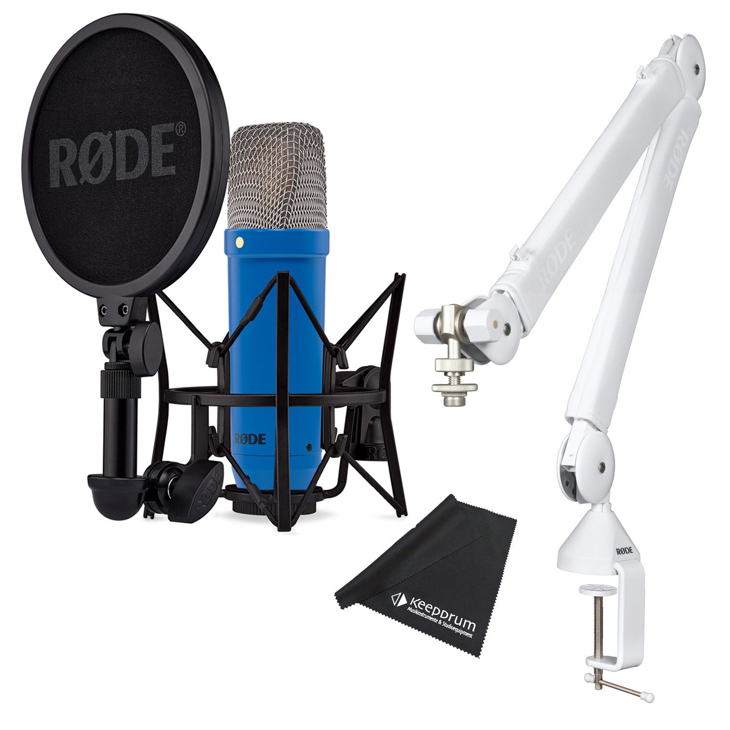 RØDE Mikrofon Rode NT1 Signature Cobalt Blau Mikrofon mit PSA-1+ Gelenkarm WH (Set), hochwertiges Mikrofon