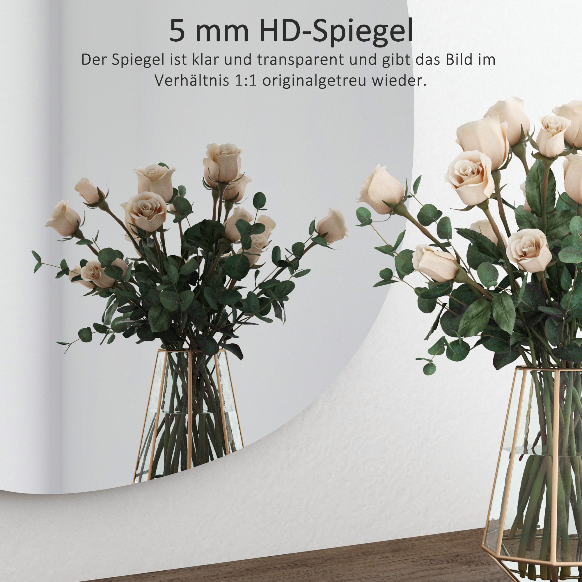 Hopibath Dekospiegel Wandspiegel Flur Modern Asymmetrisch Spiegel Schminkspiegel Wand (Flurspiegel Badspiegel Türspiegel, 1-St., 65x90cm, 45x70cm, Wassertropfen), mit Metall Haken