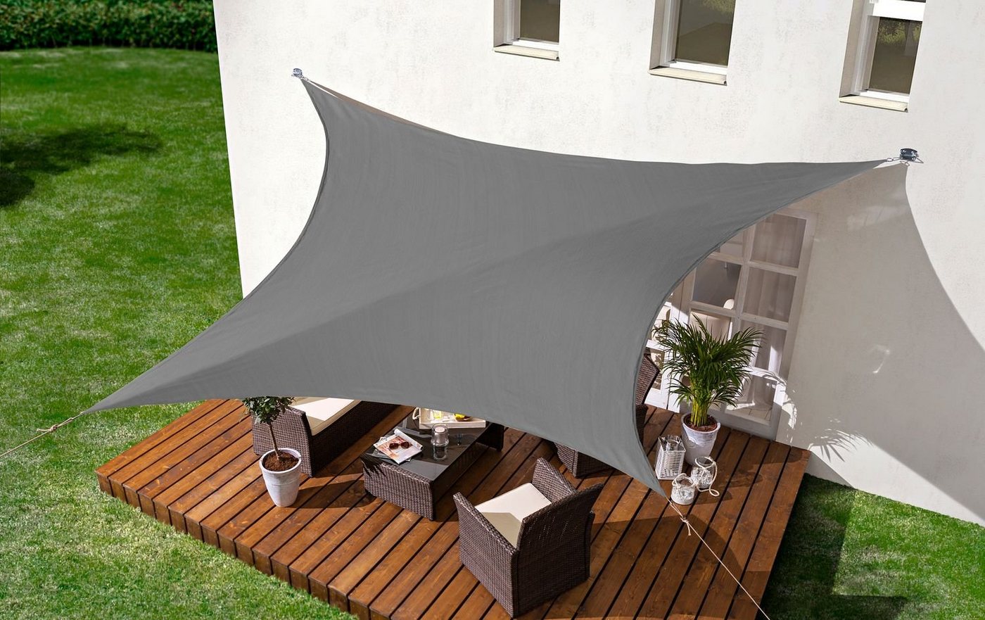 Thumbnail - BURI Sonnensegel Sonnensegel 3,6x3,6m grau Sonnenschutz Windschutz Sonnendach quadrat
