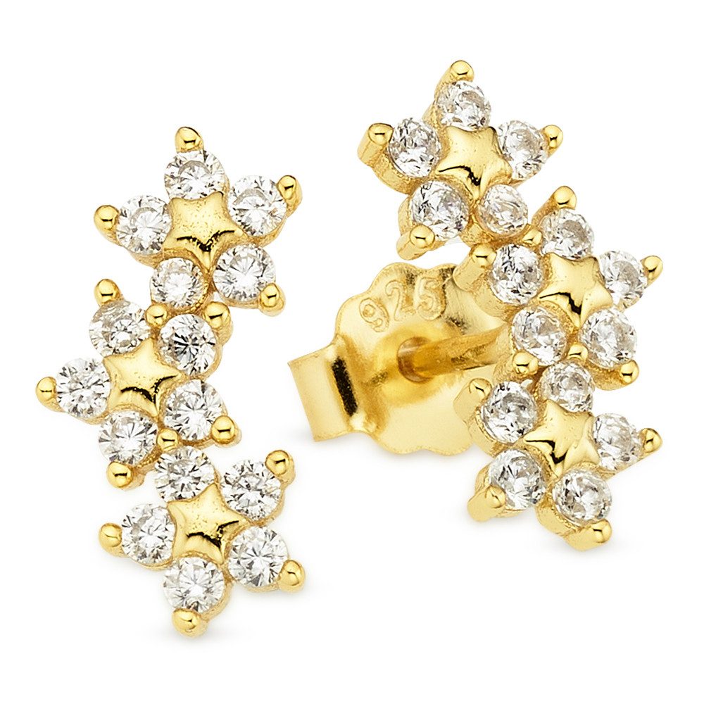 Aniston JEWELRY & WATCHES Paar Ohrstecker Silberohrstecker gelbgoldfarben vergoldet mit weißen Zirkonia, mit Zirkonia (synth)