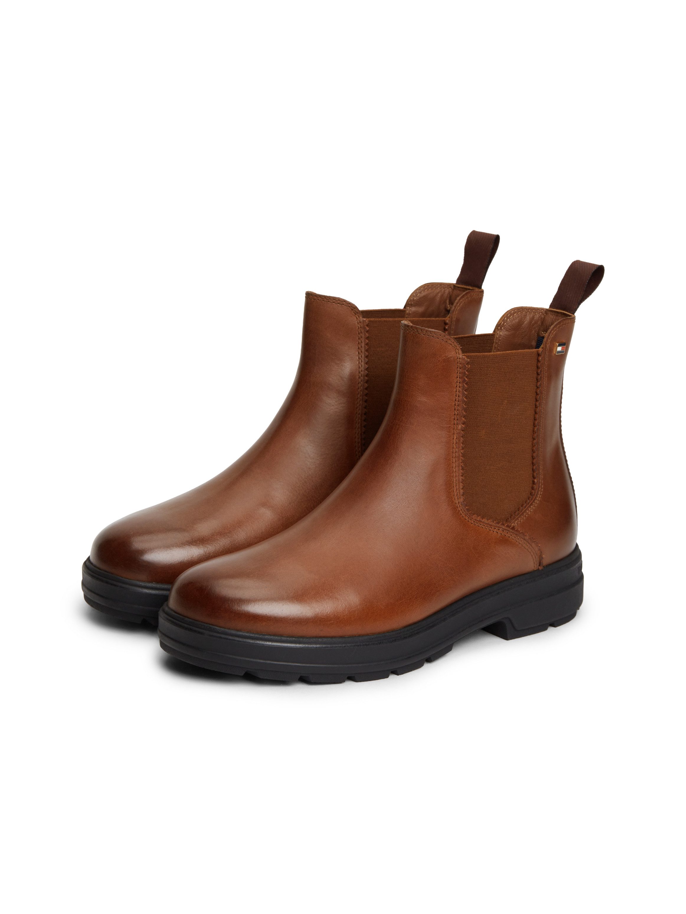 Tommy Hilfiger TH FLAG OUTDOOR CHELSEA BOOT Chelseaboots Blockabsatz, Schlupfboots mit beidseitigem Stretcheinsatz