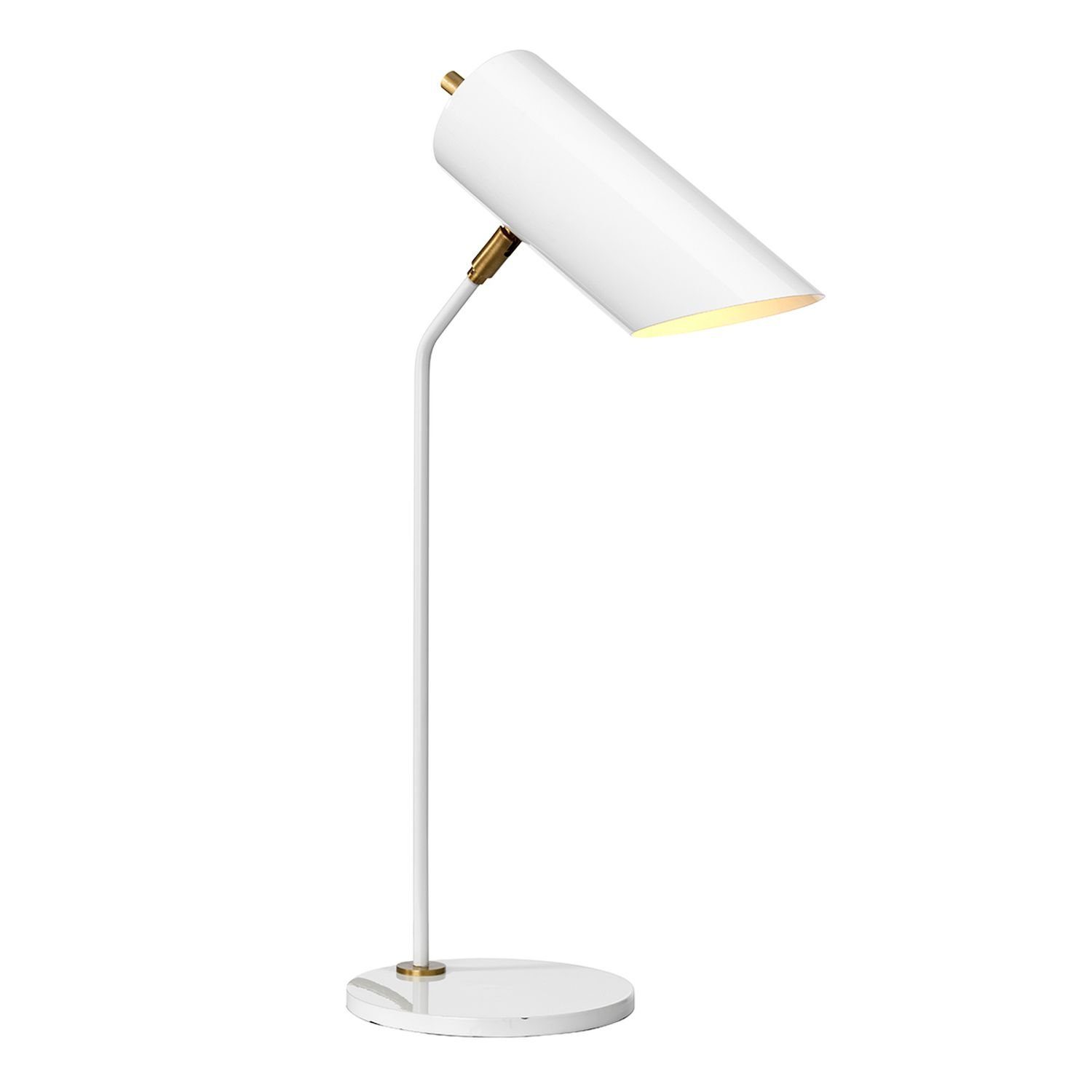 Licht-Erlebnisse Schreibtischlampe LEYRE, ohne Leuchtmittel, Schreibtischleuchte 57,5 cm Weiß Metall E27 Modern Beleuchtung
