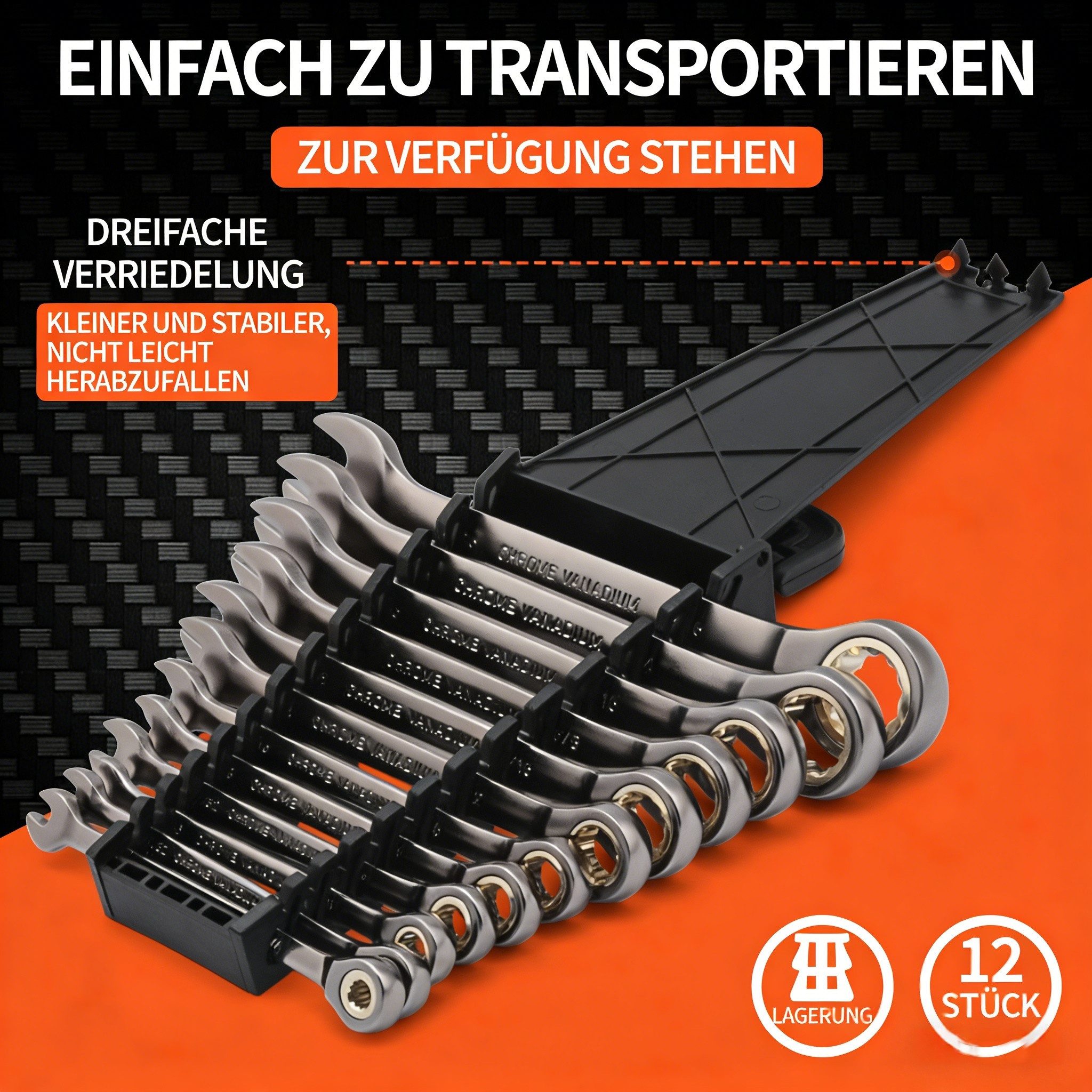 Kityhome 12-piece ratcheting wrench set with tool holder (set, 12s ratcheting wrench set (8-19mm), stainless steel