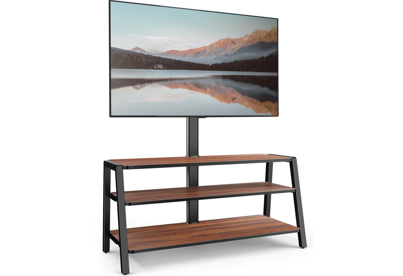FITUEYES TV-Ständer mit 3 Ablagen, 37-70 Zoll, (bis 70,00 Zoll, höhenverstellbar, abgerundete Ecken, wasserabweisend)