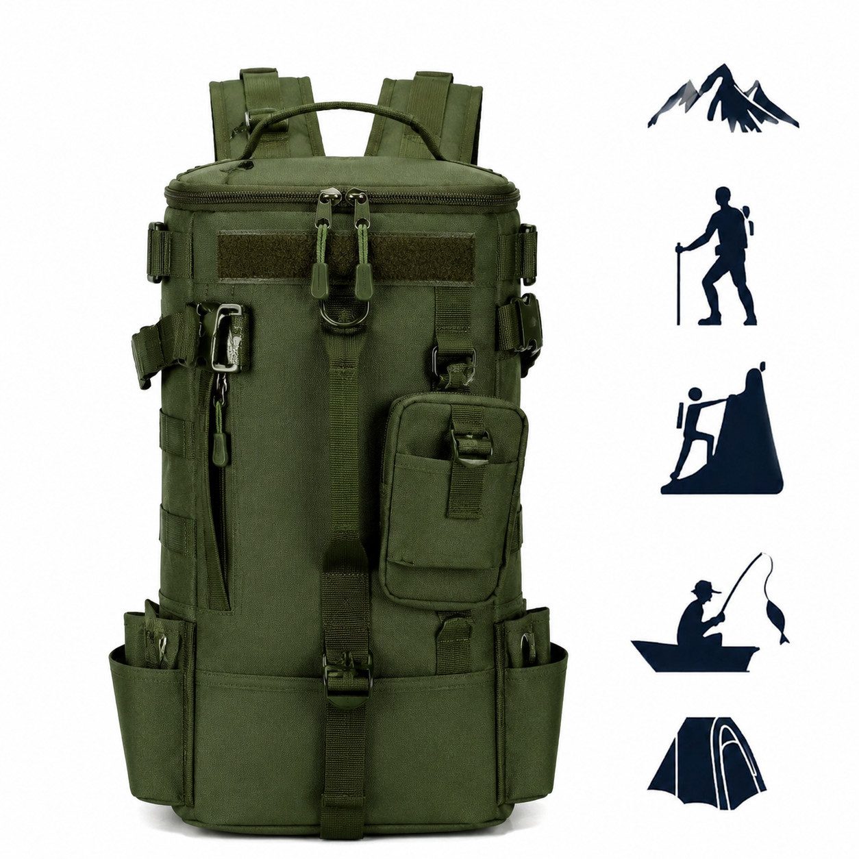 Toomoke Wanderrucksack Trekkingrucksack, Outdoorrucksack mit MOLLE-System (Tourenrucksack, Tagesrucksack, Reiserucksack für Wandern & Camping), 20 L, MOLLE-Befestigungssystem, 1 Front- und 2 Seitentaschen