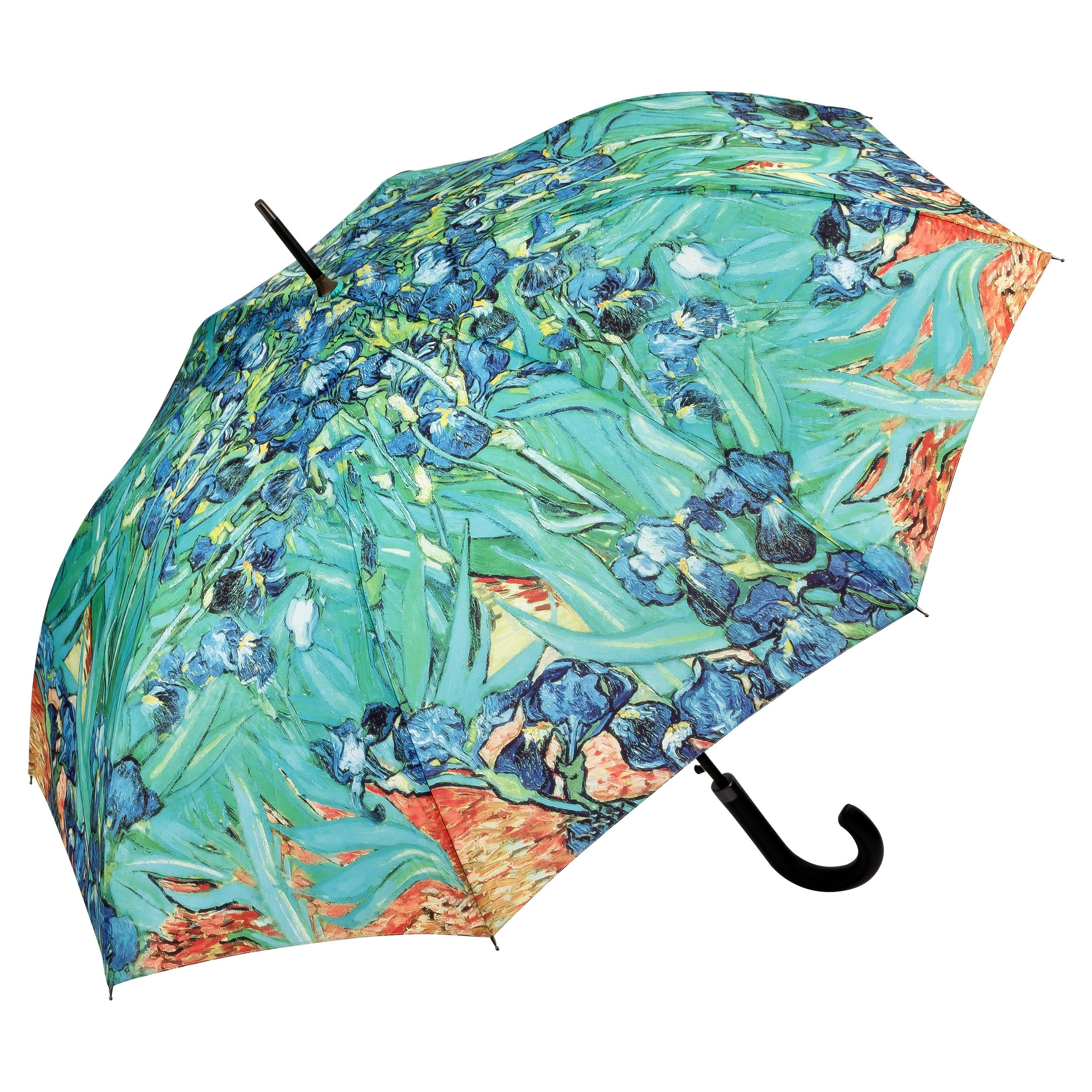 von Lilienfeld Stockregenschirm Motivschirm Vincent van Gogh: Iris Auf-Automatik Kunst Blumen, 100 % Regenschutz / 95 % UV-Schutz