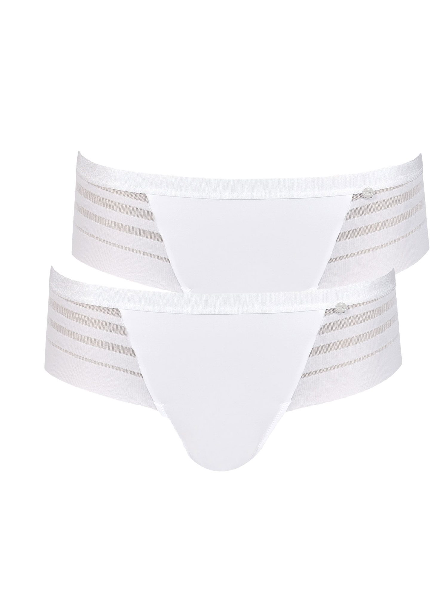 Lisca Panty 2er Pack Damen Brazilian Slip Alegra (Packung, 2-St) Clean-Cut-Abschluss, dekorativer Streifen-Tüll, Komfortbund, Stretch