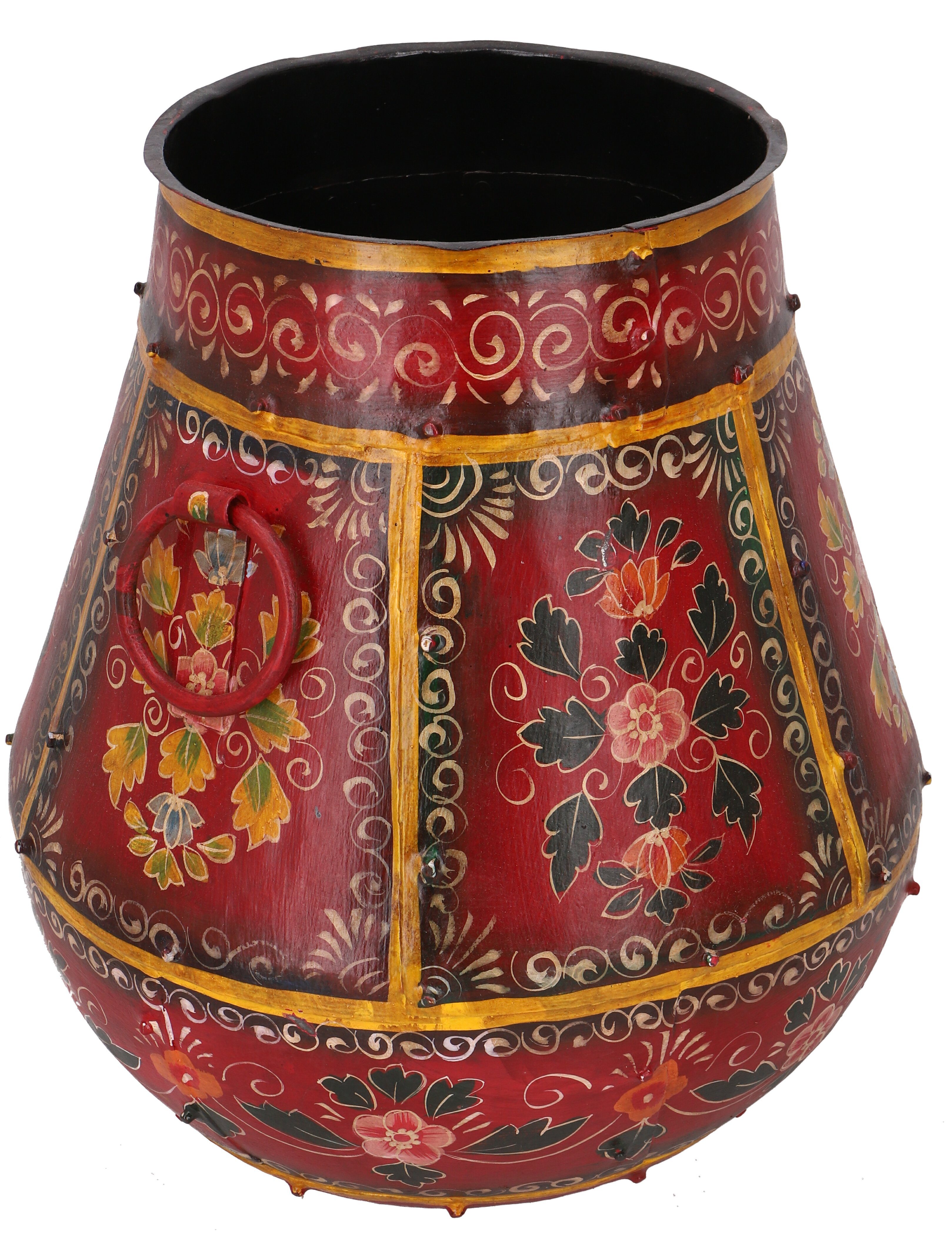 l 2 Guru-Shop Krug Vase, (65*54*54)-Design Vintage Rajasthan, Dekovase Metall handbemalt..