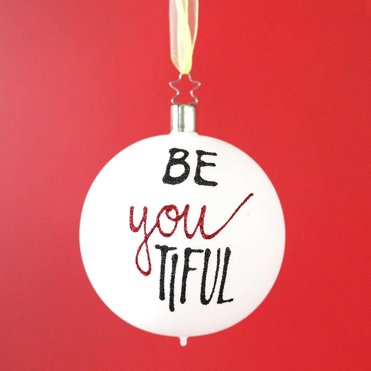INGE-GLAS® Christbaumschmuck INGE-GLAS Glas-Hänger Kugel BE-YouTIFUL weiß matt (1-tlg)