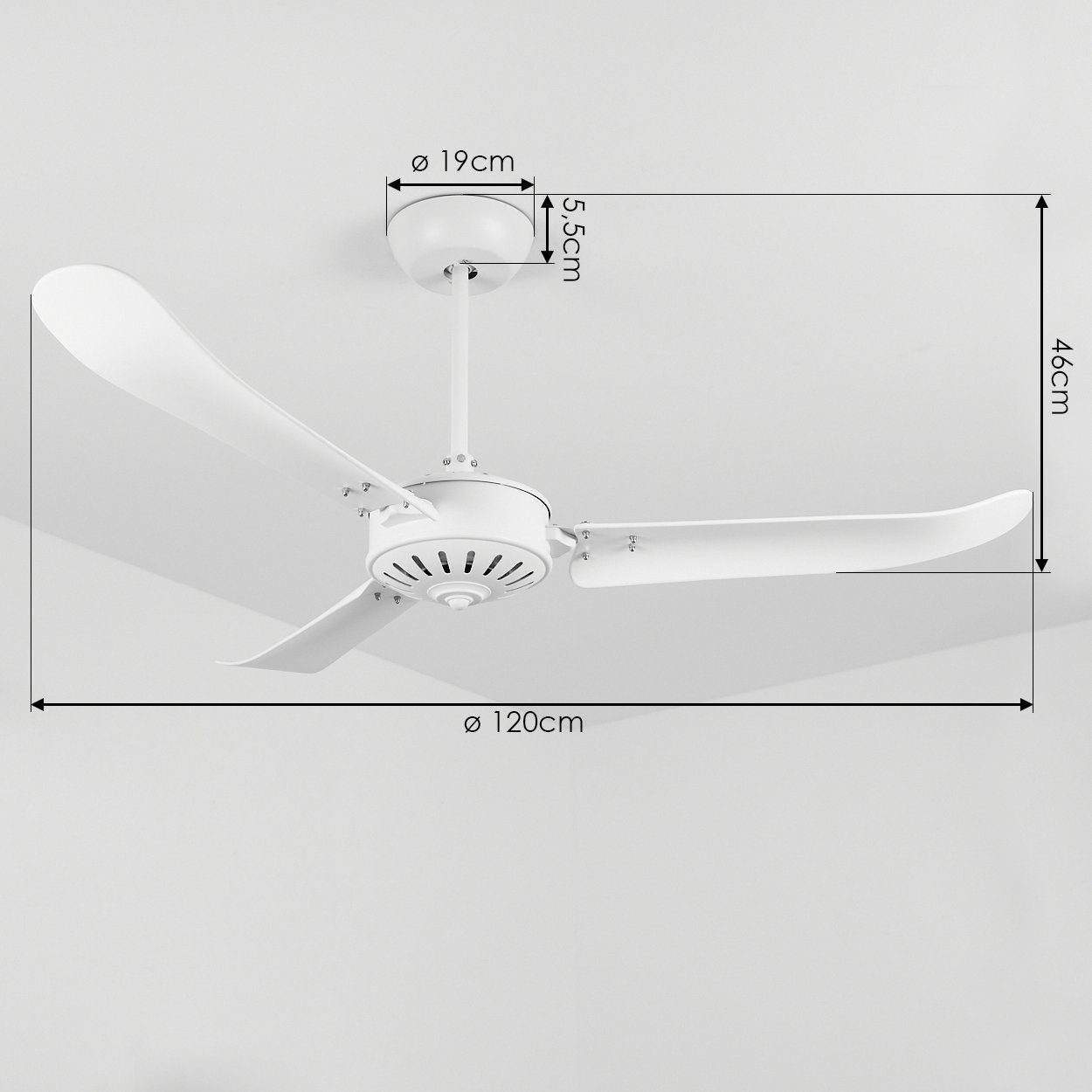 hofstein Deckenventilator »Montescudo« Ventilator Weiß in aus Metall/Kunststoff