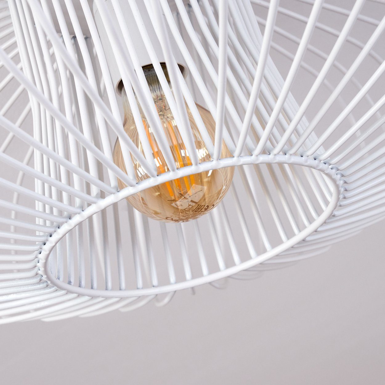 hofstein Deckenleuchte »Pieris« runde Deckenlampe aus Metall in Weiß, ohne Leuchtmittel, Retro-Leuchte mit Lichteffekt durch Gitter-Optik, Ø40cm, E27