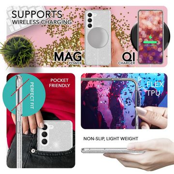 Nalia Smartphone-Hülle Samsung Galaxy S23 Plus, Glitzer Silikon Hülle / 2x Displayschutz / Innen Verstärkt / Stoßfest
