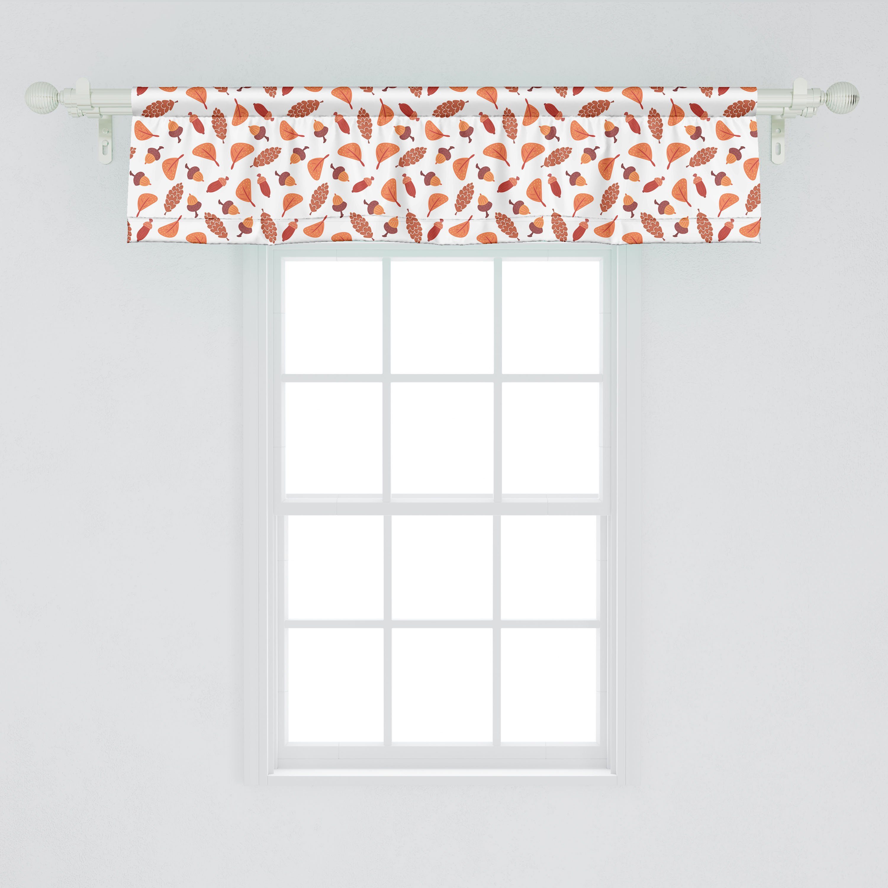 Scheibengardine Vorhang Volant Microfaser, Herbst Acorn für Küche Dekor mit Blätter Stangentasche, Schlafzimmer Saisonale Kegel Abakuhaus