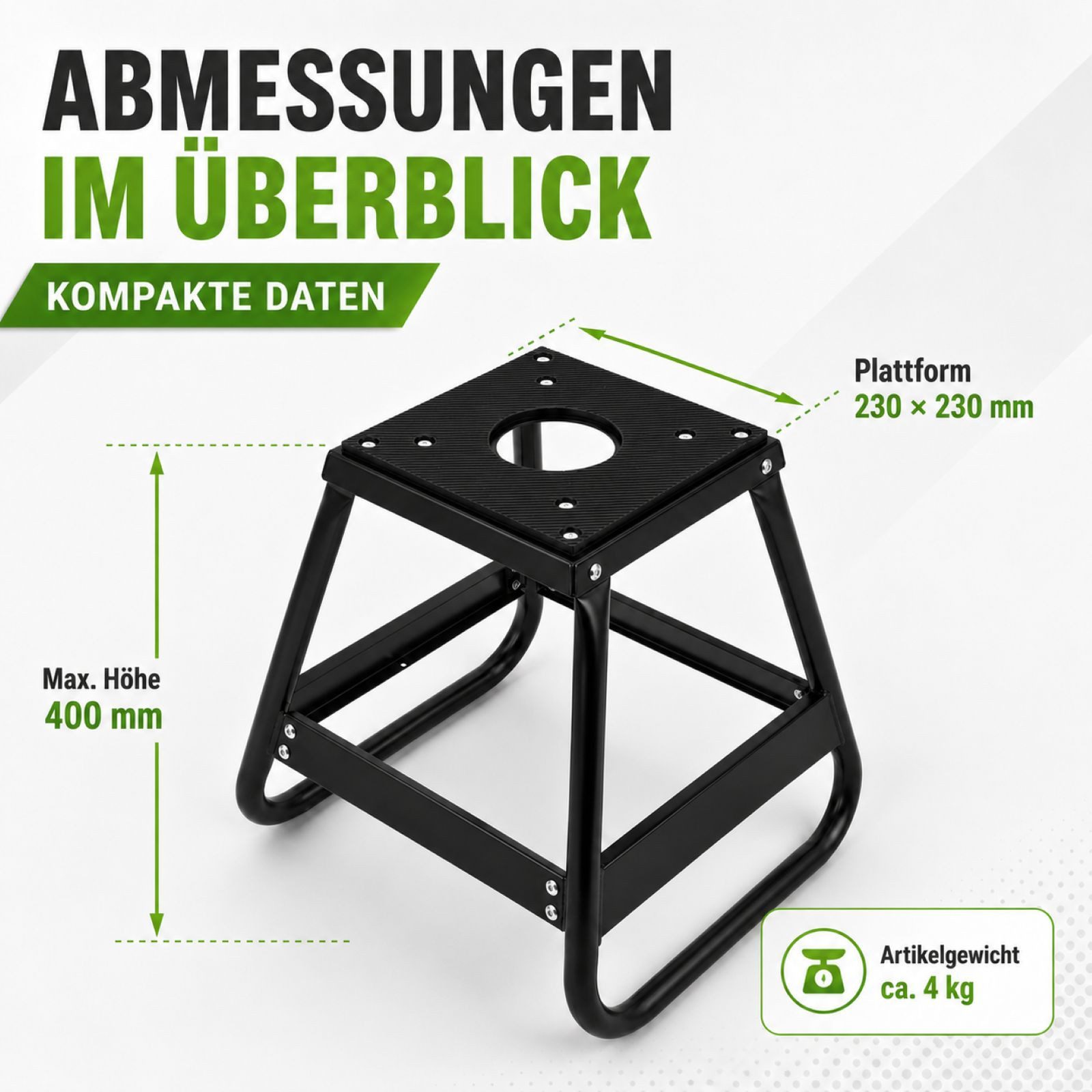 TRUTZHOLM Hydraulikheber Dirtbike Montagehocker 200 kg 400 mm schwarz pulverbeschichtet kompakt