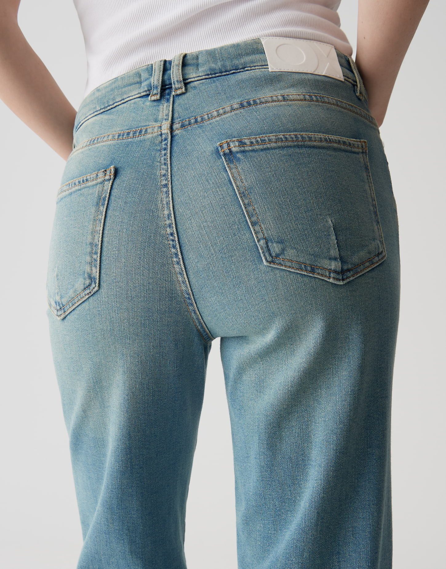 OPUS PANTS Weite Jeans MELLY MODERN mit Powerstretch Mid Rise Long, BCI Cotton, Zip-Fly
