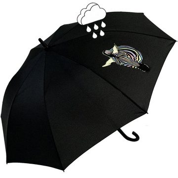 Impliva Langregenschirm Damen-Regenschirm mit Auf-Automatik und Wow-Effekt, Wetprint Farbwechsel bei Nässe - Zebra