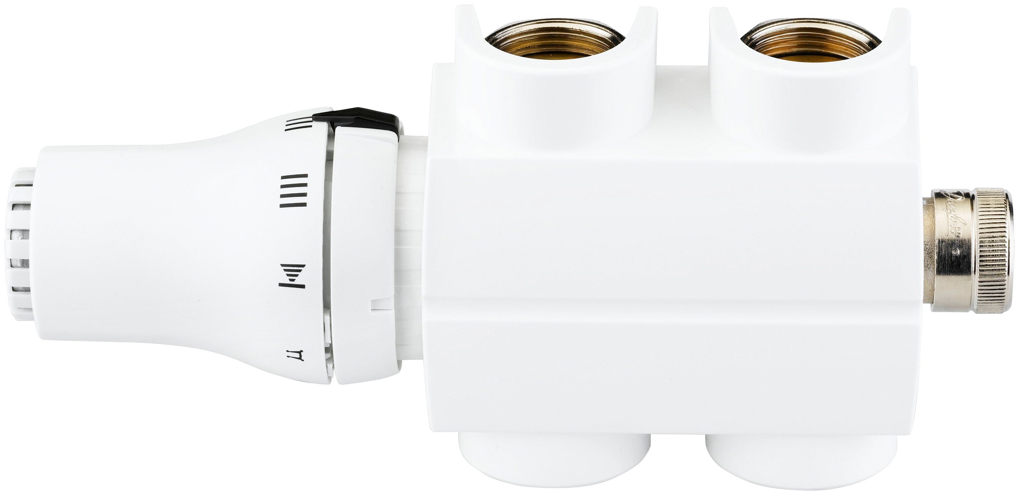 Sanotechnik Heizkörperthermostat Badheizkörper-Regler, (Set) eckig, Anschluss mittig-unten, mit Thermostatkopf