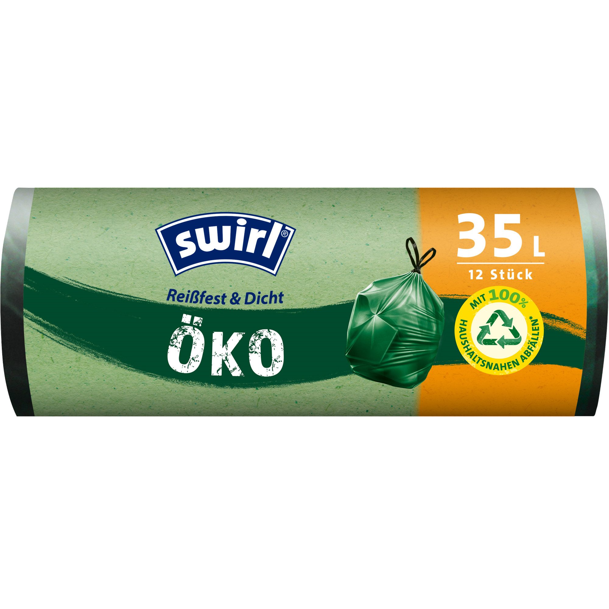 Swirl Papierkorb Öko-Müllsack mit Zugband 35l grün 12 Stück