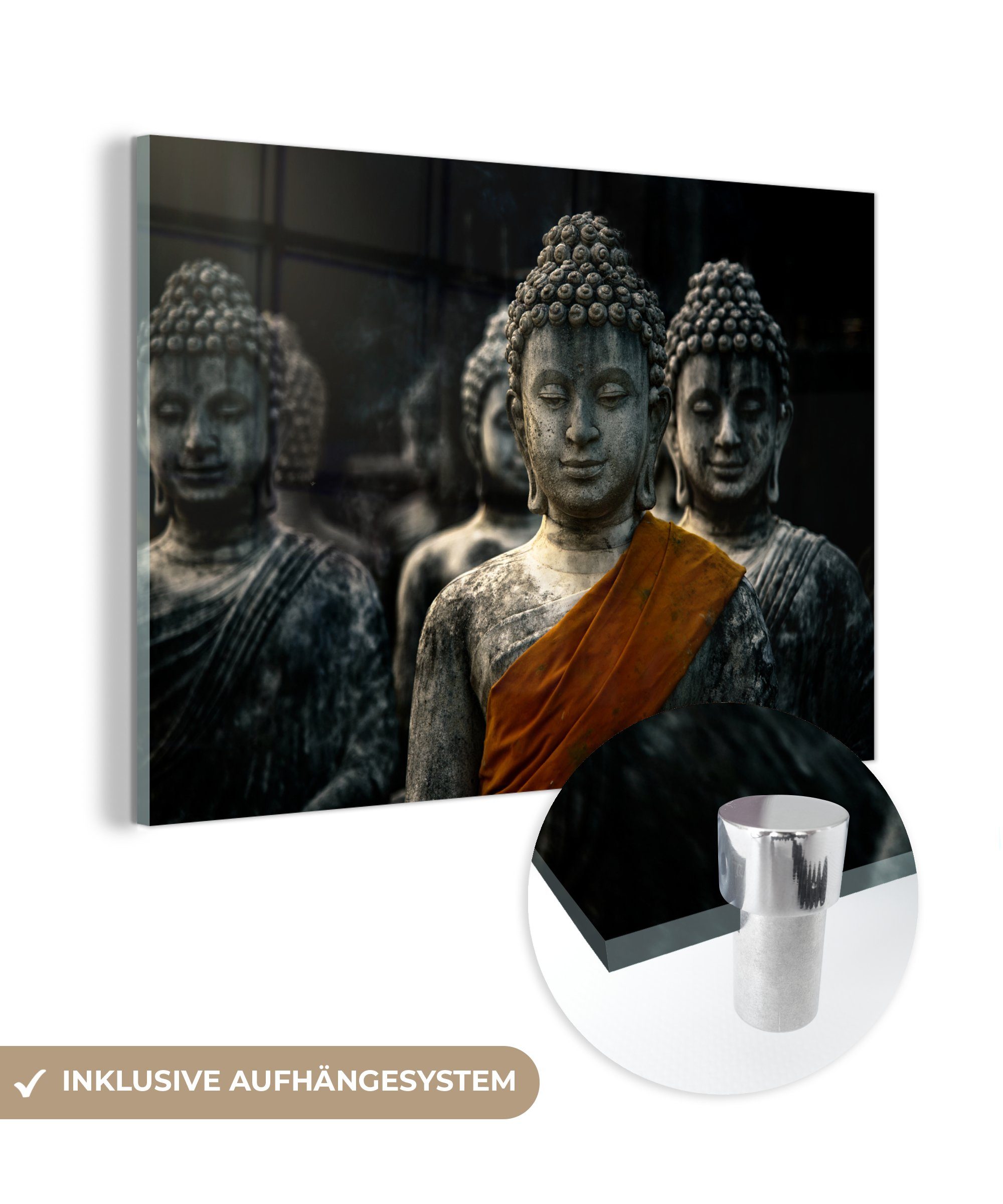 MuchoWow Acrylglasbild Buddha - Kleidung - Schwarz, (1 St), Acrylglasbilder Wohnzimmer & Schlafzimmer