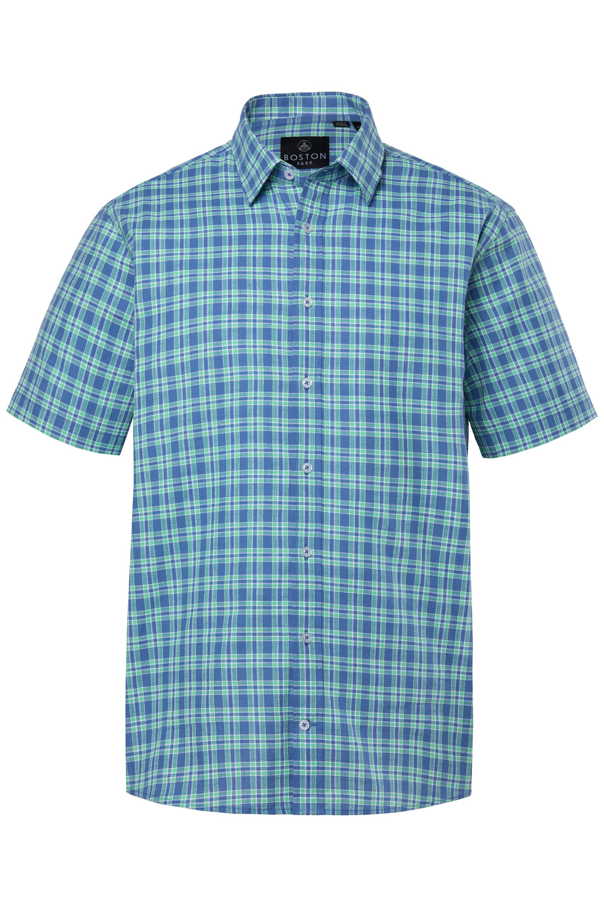 Boston Park Kurzarmhemd Leinenoptik-Karhemd Halbarm Kentkragen Comfort Fit