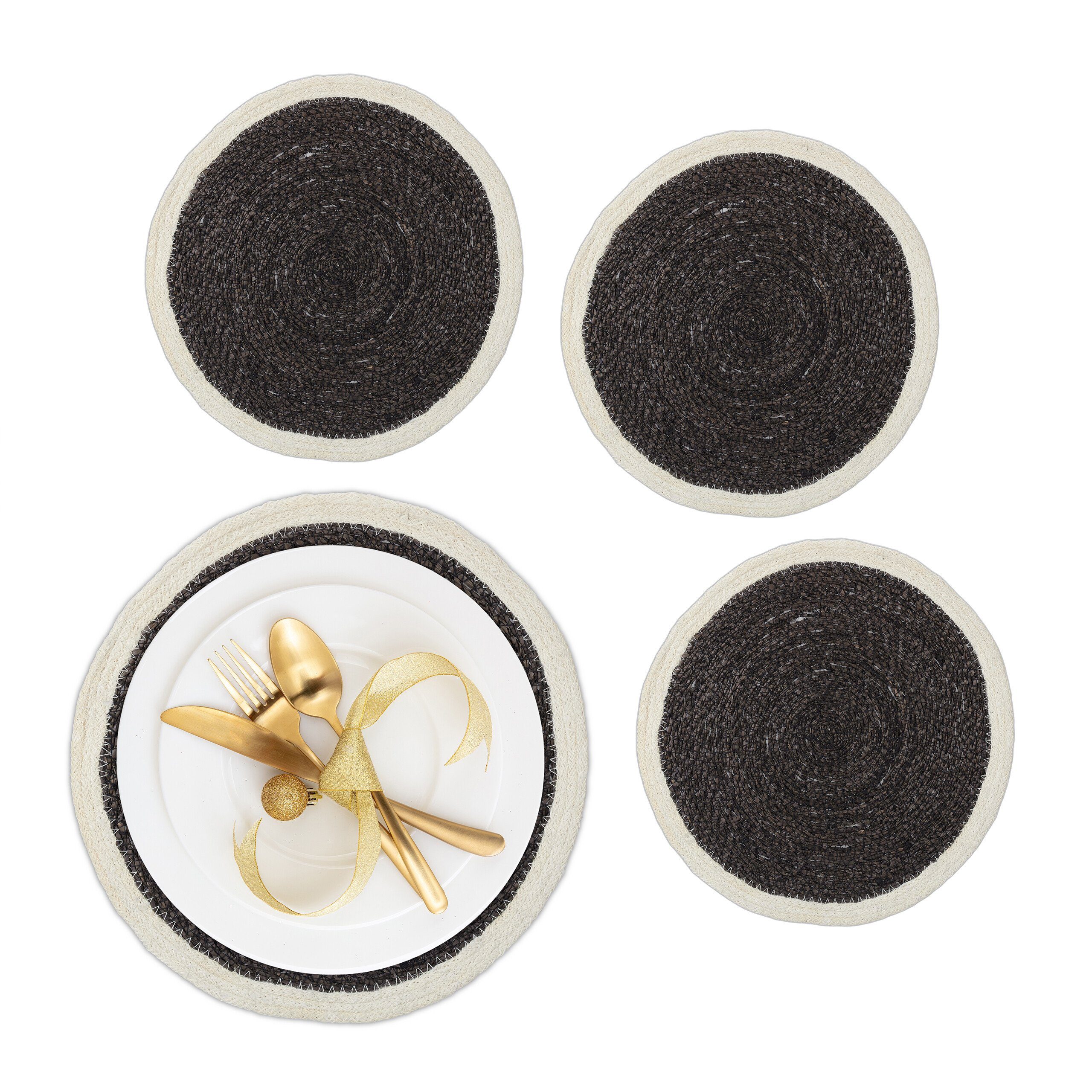 relaxdays Platzset 4-teiliges Tischset aus Seegras günstig online kaufen