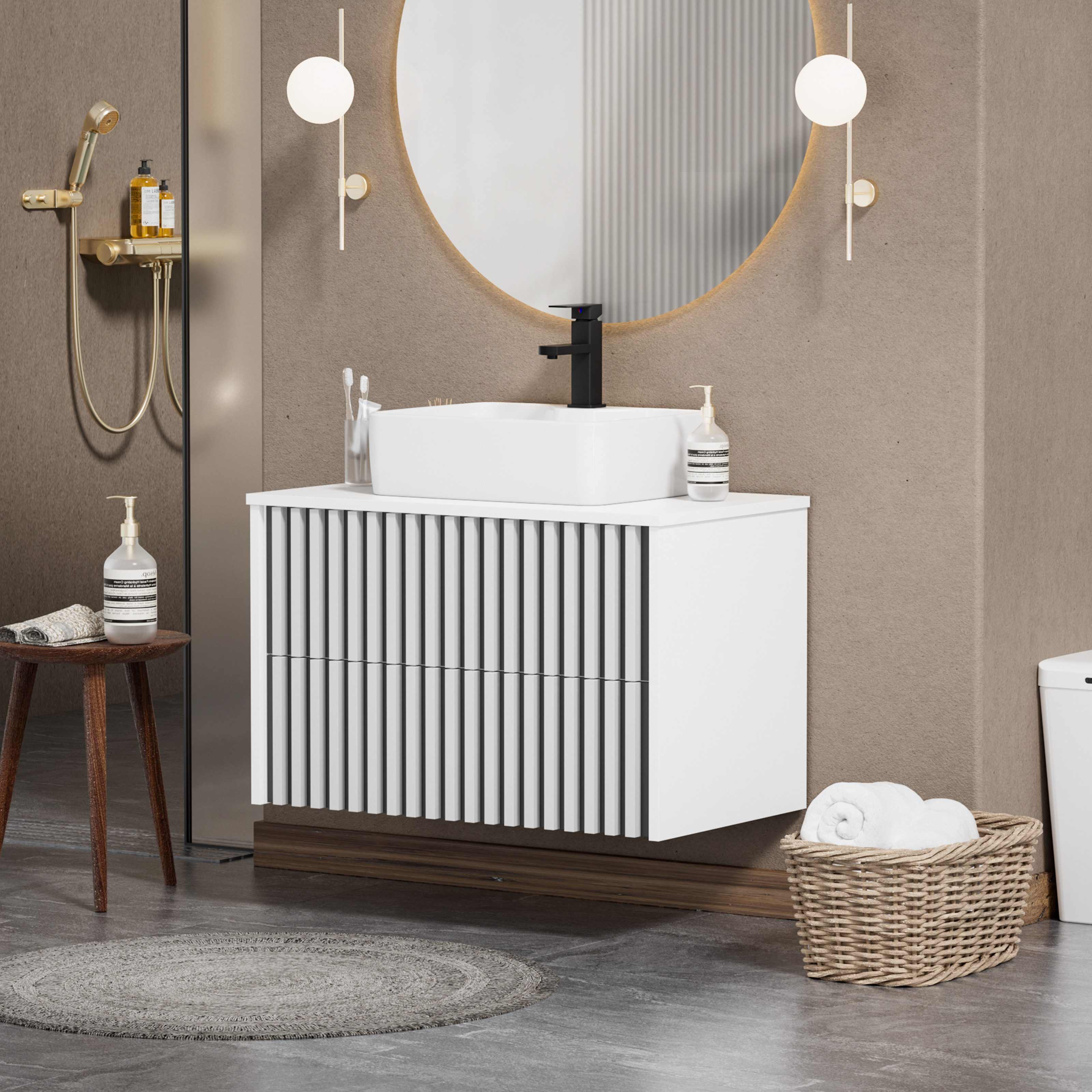 UEV Waschtisch mit Unterschrank hängend Keramik Waschbecken (Komplett-Set B günstig online kaufen