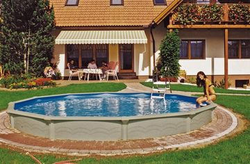 Steinbach Pool Achteckpool Stahlwand Swimming Pool Set "Grande rund" (549 x 135 cm), stabile Rahmenträger