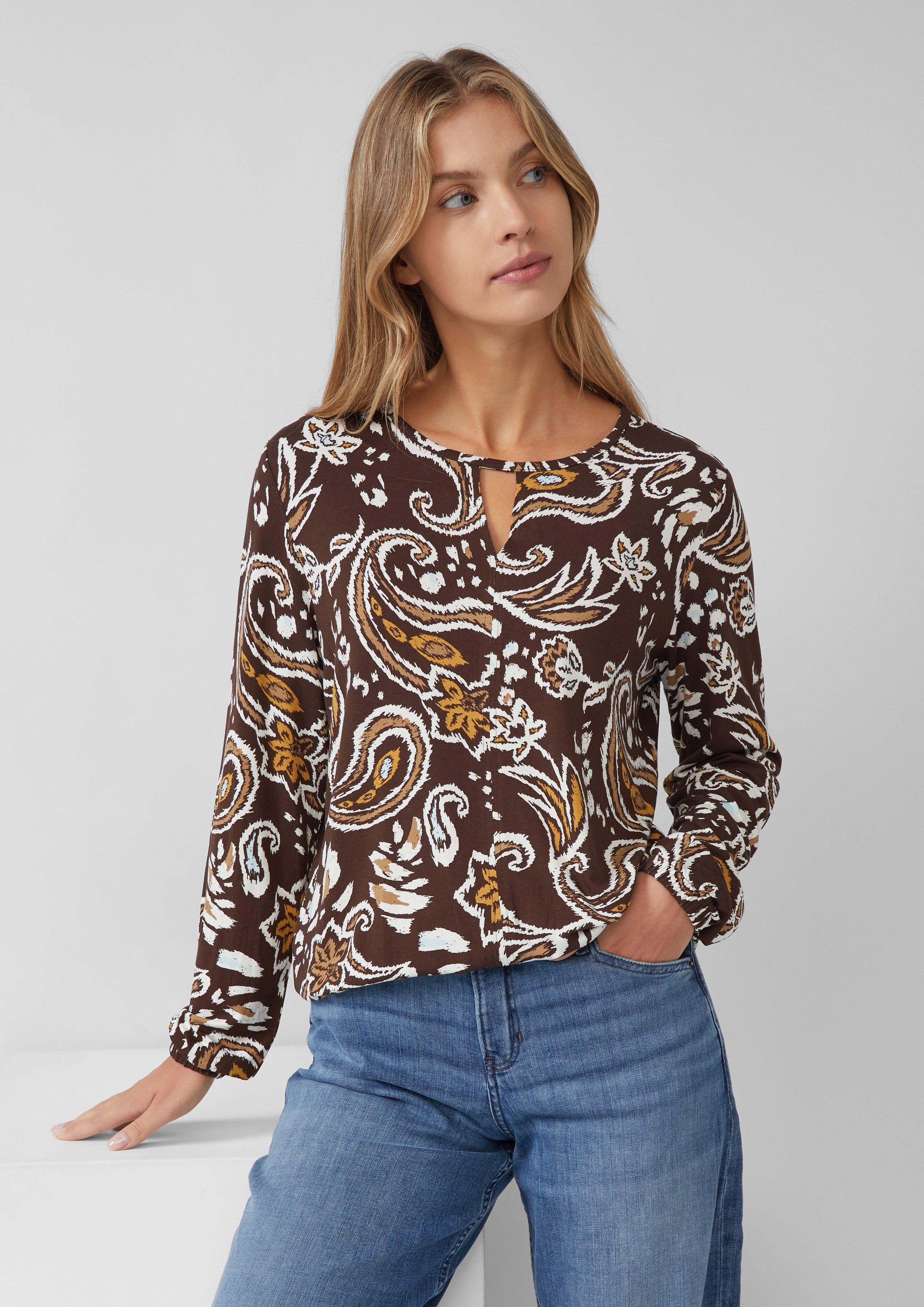 s.Oliver Langarmshirt Gemusterte Bluse im Relaxed günstig online kaufen