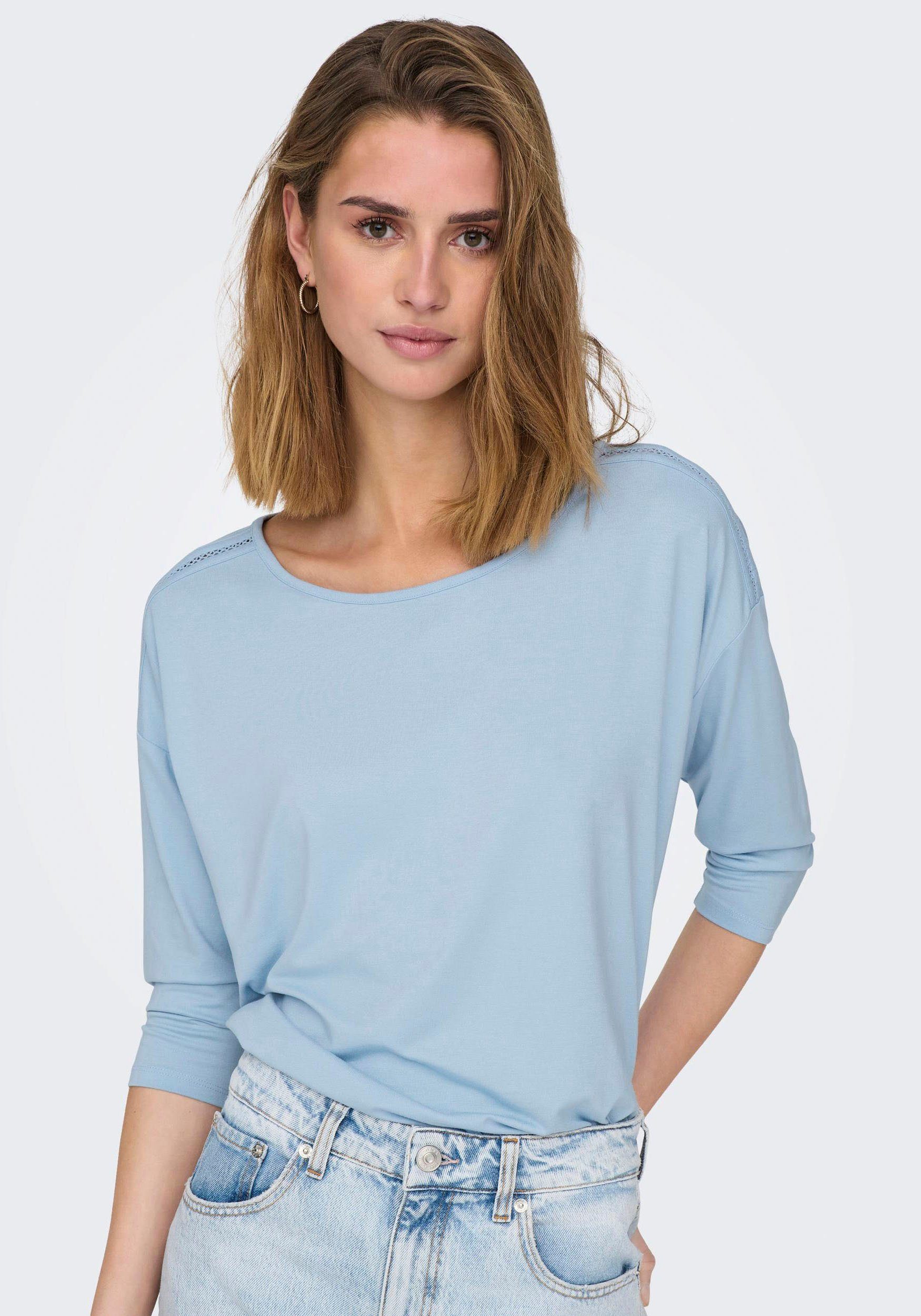 ONLY 3/4-Arm-Shirt ONLMOSTER TAPE Blue Cashmere SHOULDER CS TOP Detail:Melange 3/4