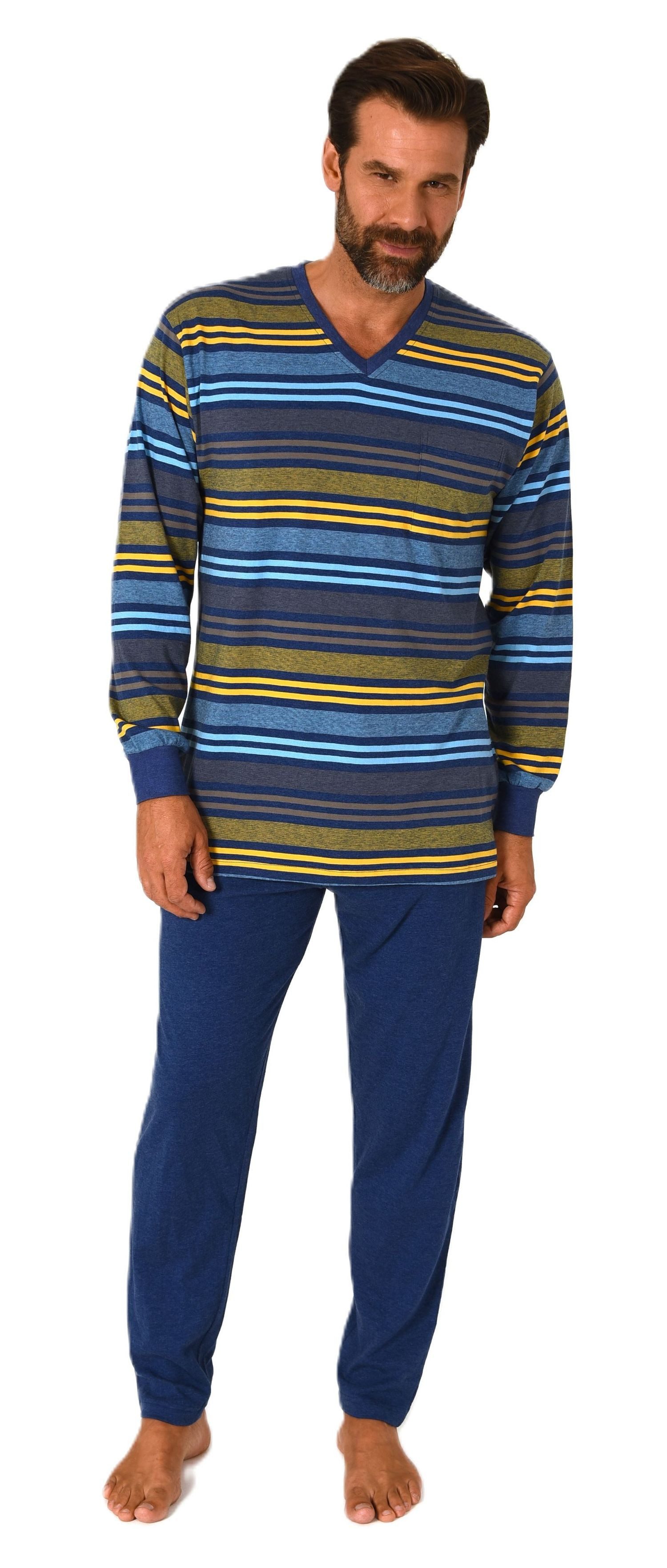 Normann Pyjama Herren Schlafanzug mit Bündchen günstig online kaufen
