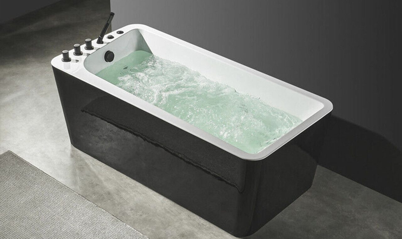 JVmoebel Whirlpool-Badewanne Schwarze Whirlpool-Badewanne für entspannende Home Spa Momente, (1-tlg), Made in Europa