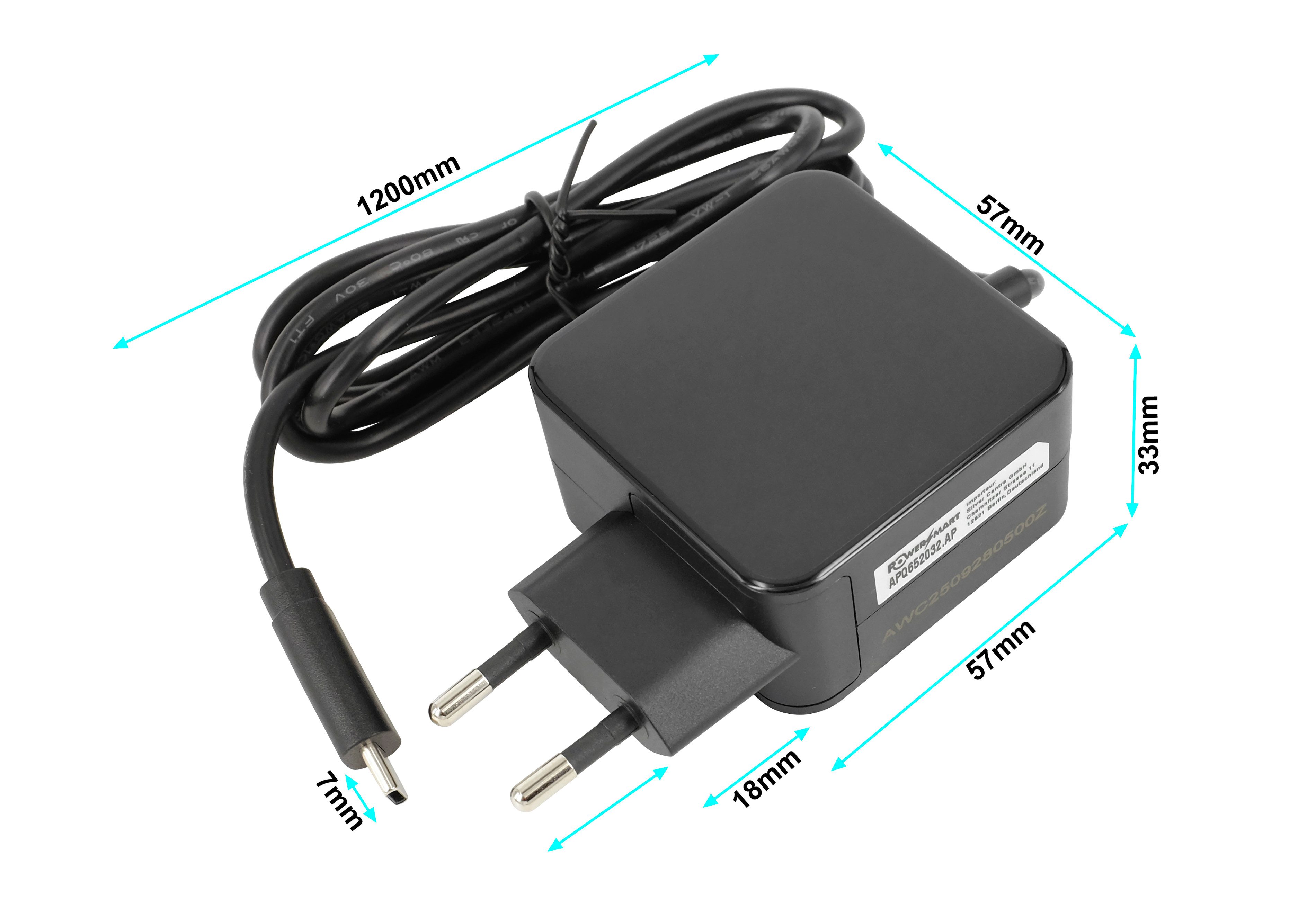 PowerSmart APQ652032.AP Batterie-Ladegerät (USB-C 65W GaN-Schnellladegerät, Kompatibel mit Huawei MateBook, Lenovo Thinkpad, MacBook Pro/Air, Spectre, ASUS Chro – Bild 2 von 5