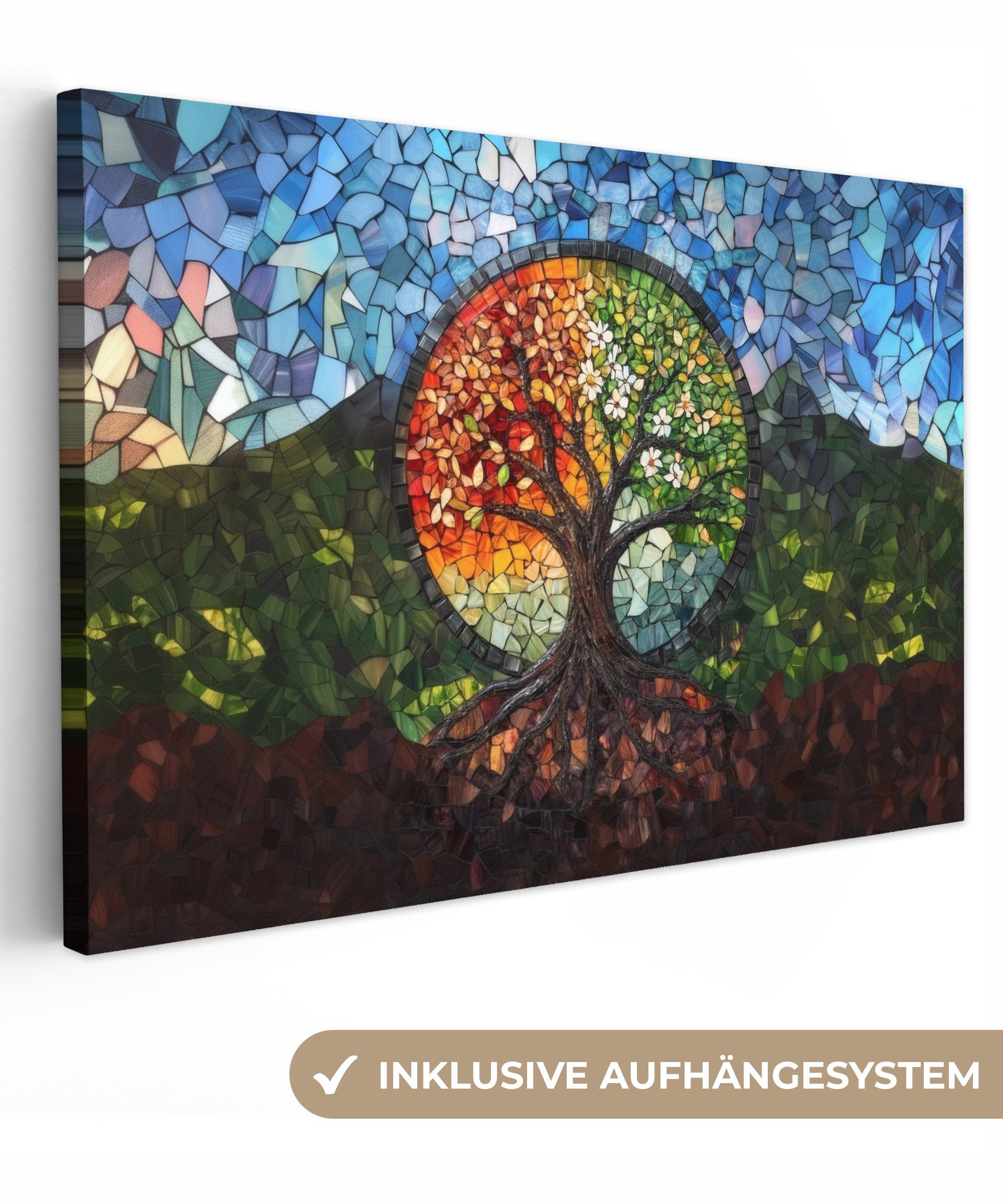 OneMillionCanvasses® Leinwandbild Baum - Jahreszeiten - günstig online kaufen
