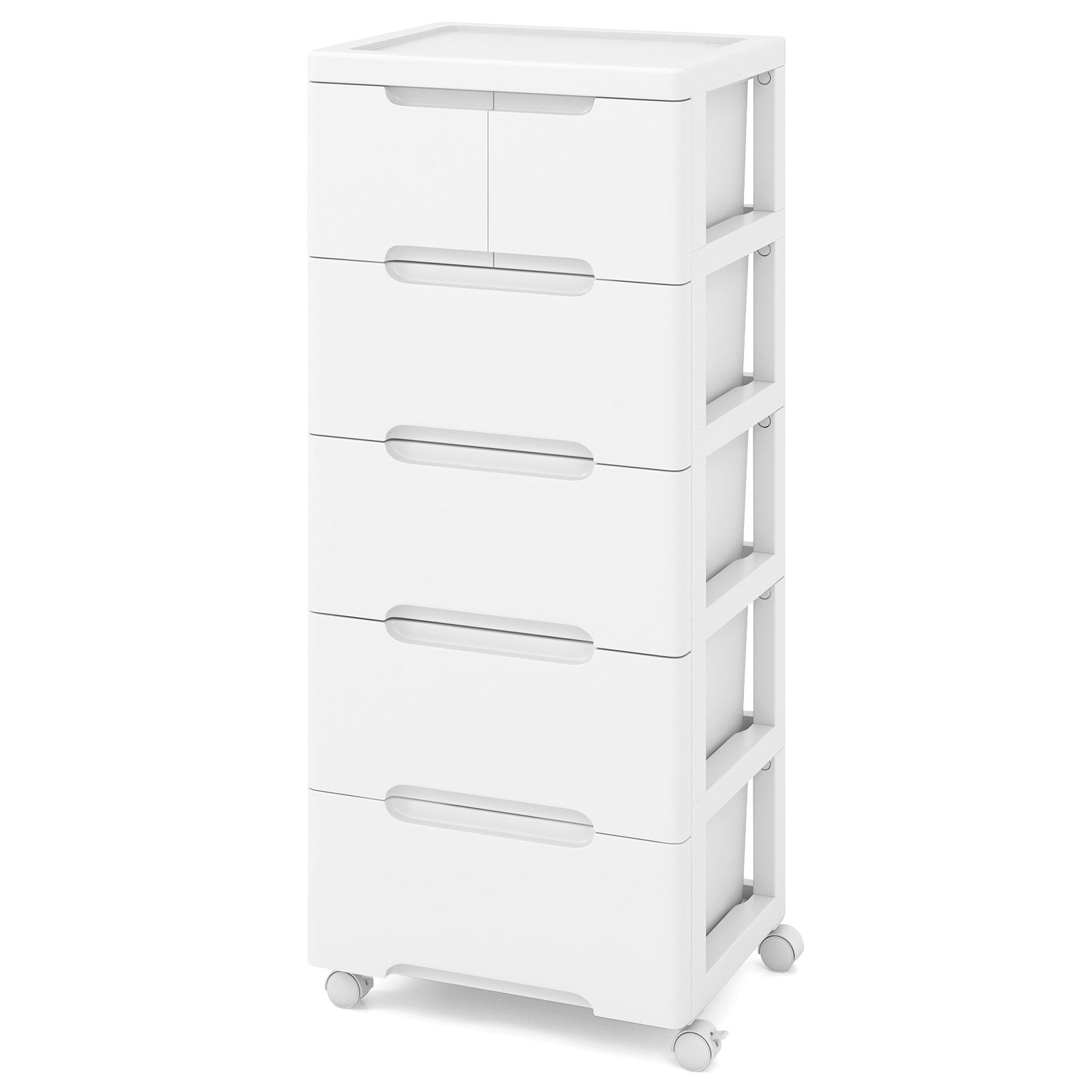 COSTWAY Kommode, Nischenschrank mit Rollen, 7 Schubladen 40x32x114cm