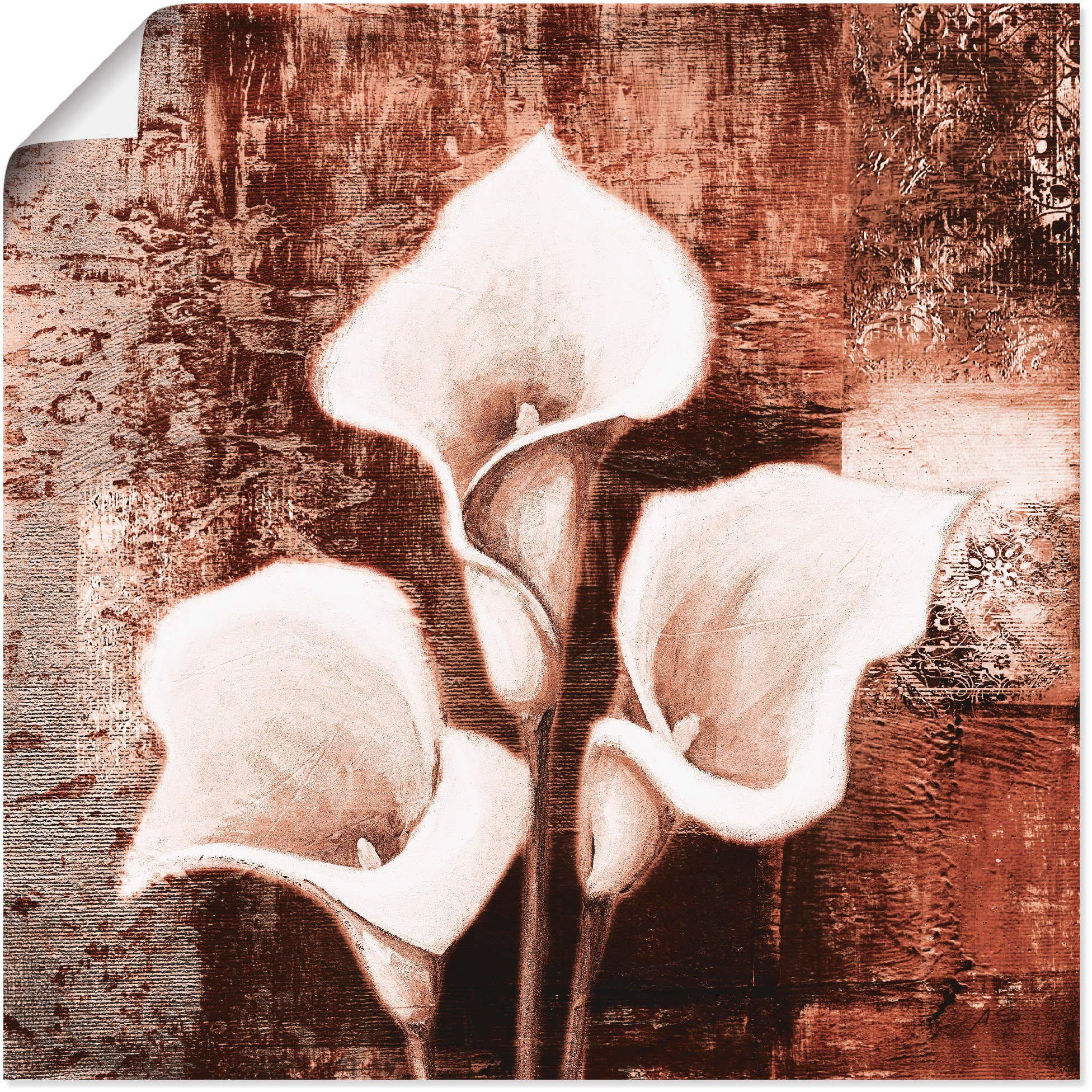 Artland Wandbild St), Leinwandbild, oder Antike Wandaufkleber in Blumen versch. - (1 braun, Callas als Größen Poster