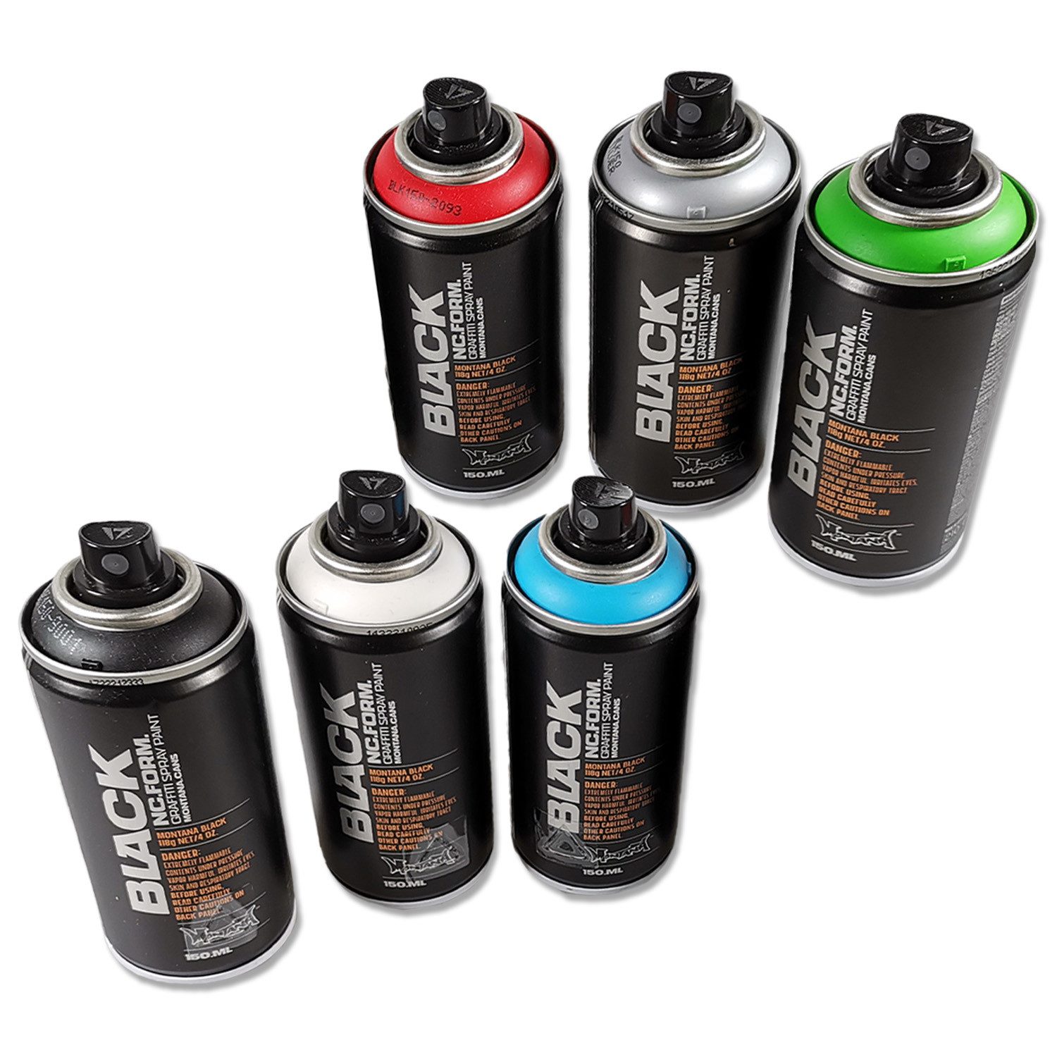 Montana Cans Sprühlack Sprühlack, Montana BLACK Mini, 6 Farben Set, 6x150ml