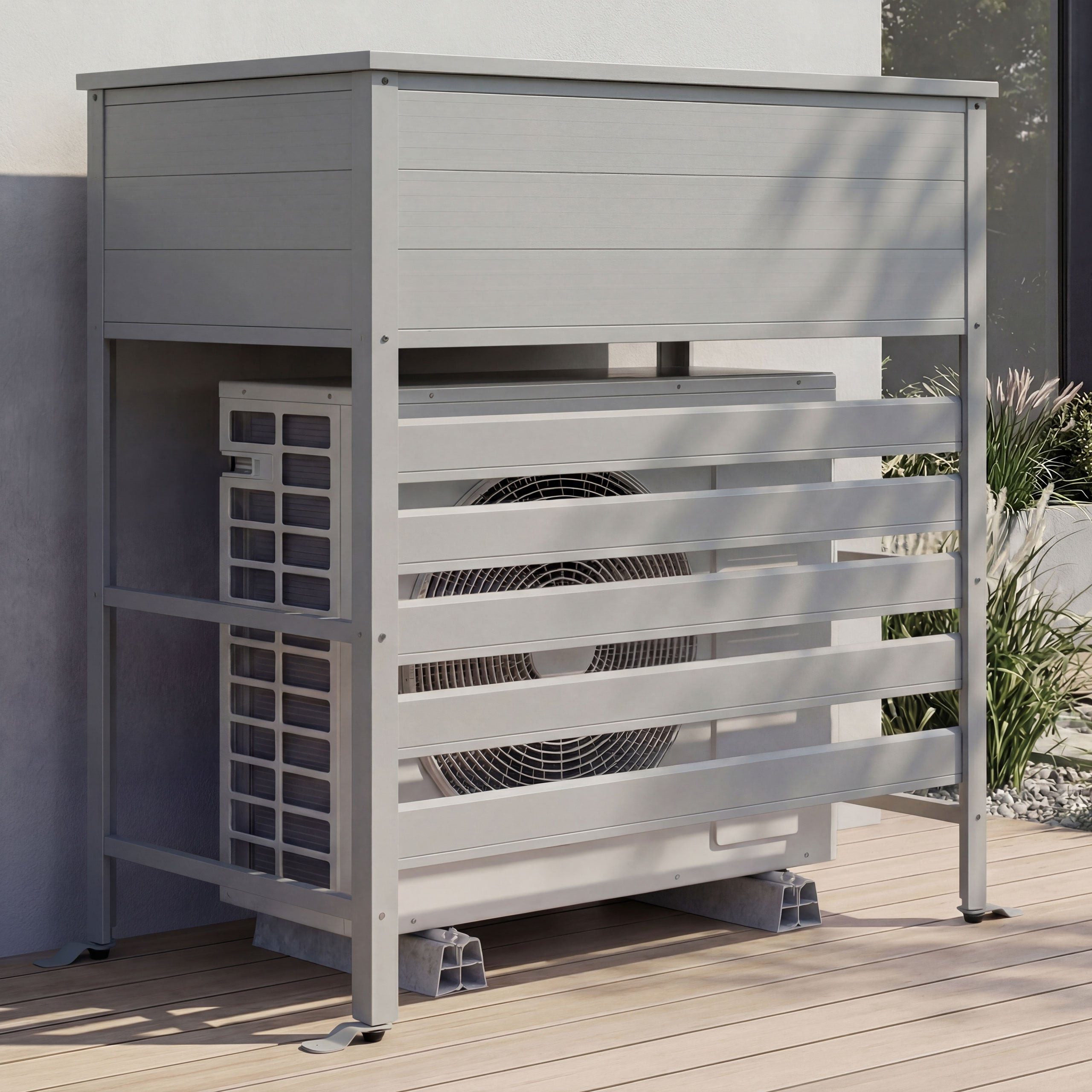 PROREGAL® Klimaanlagen-Verkleidung Aluminium 110x96x43cm Abdeckung Aufbewahrungsbox