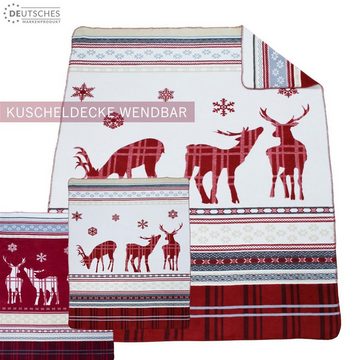Plaid »X-Mas Weihnachten Rentier red«, SEI Design, Kuscheldecke Weihnachtsdecke