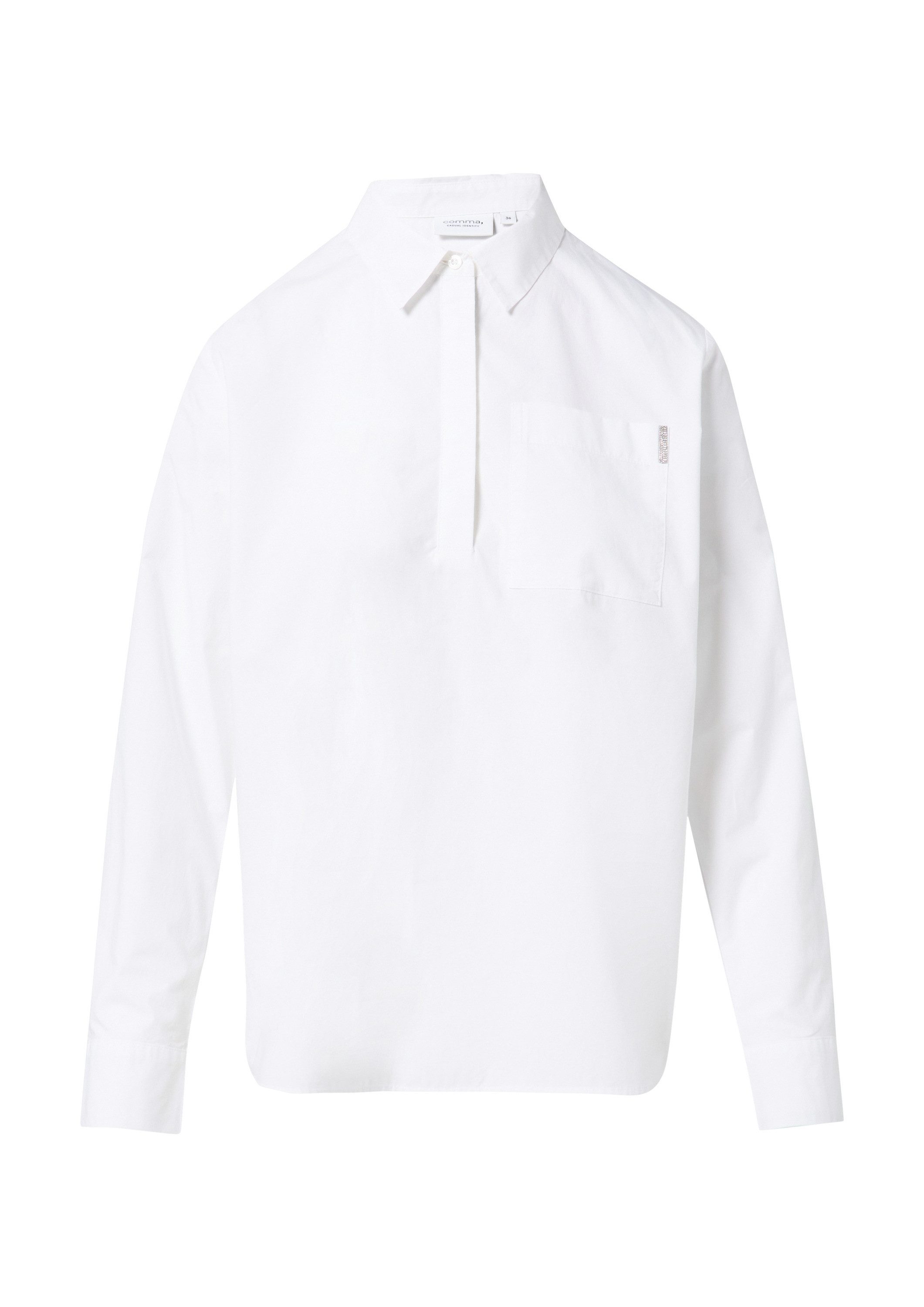 comma Langarmbluse Bluse Popeline-Hemdbluse mit Schmuck-Detail günstig online kaufen