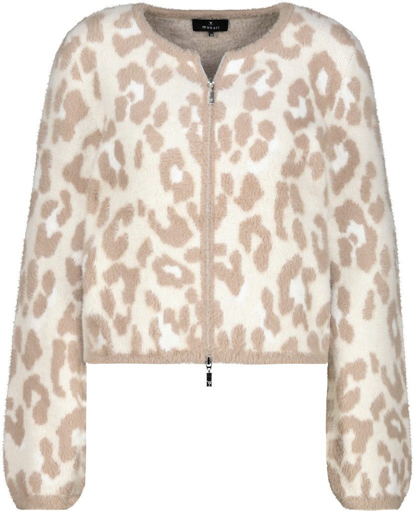 Monari Strickfleecejacke Sweatjacke Leopardenmuster günstig online kaufen