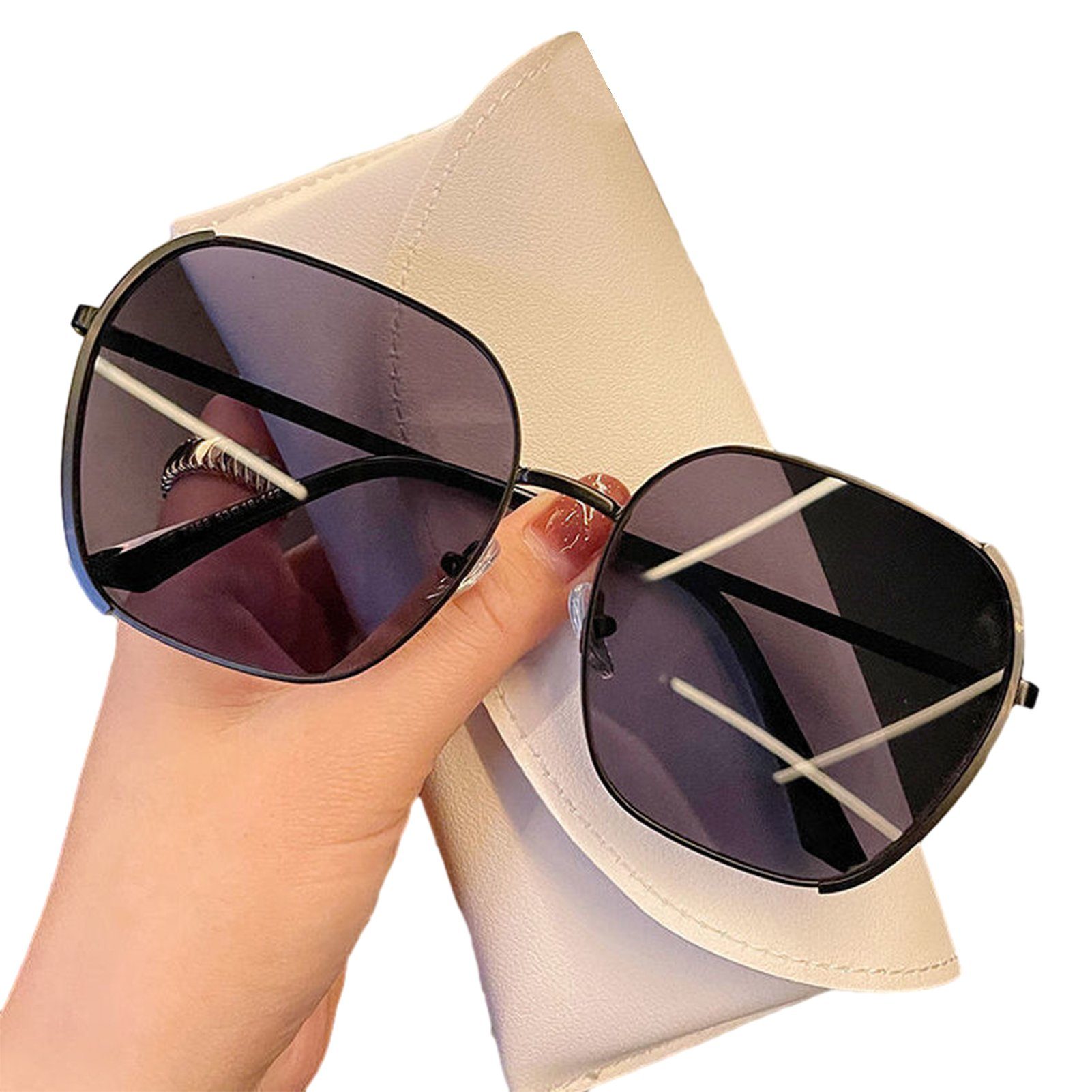 Blusmart Ledergürtel Persönlichkeit Weibliche Sonnenbrille Mehrzweck Langlebige cool sand black