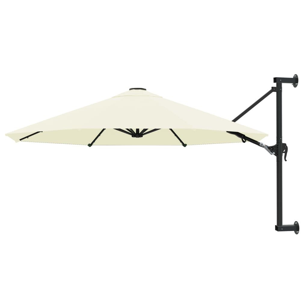 vidaXL Sonnenschirm Sonnenschirm zur Wandmontage mit Metall-Mast 300 cm Sandweiß, Sonnenschirm 300 cm Sand Wandschirm Ampelschirm Balkonschirm Schirm