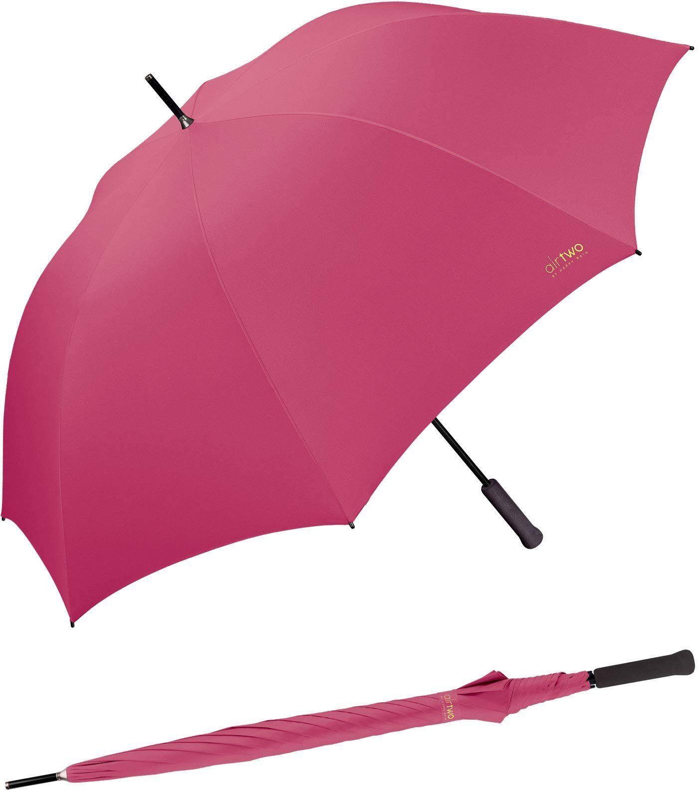 HAPPY RAIN Golfregenschirm Air für Gramm mit nur XXL 262 Platz Partnerschirm, pink super leichter er genug Two - Zwei wiegt