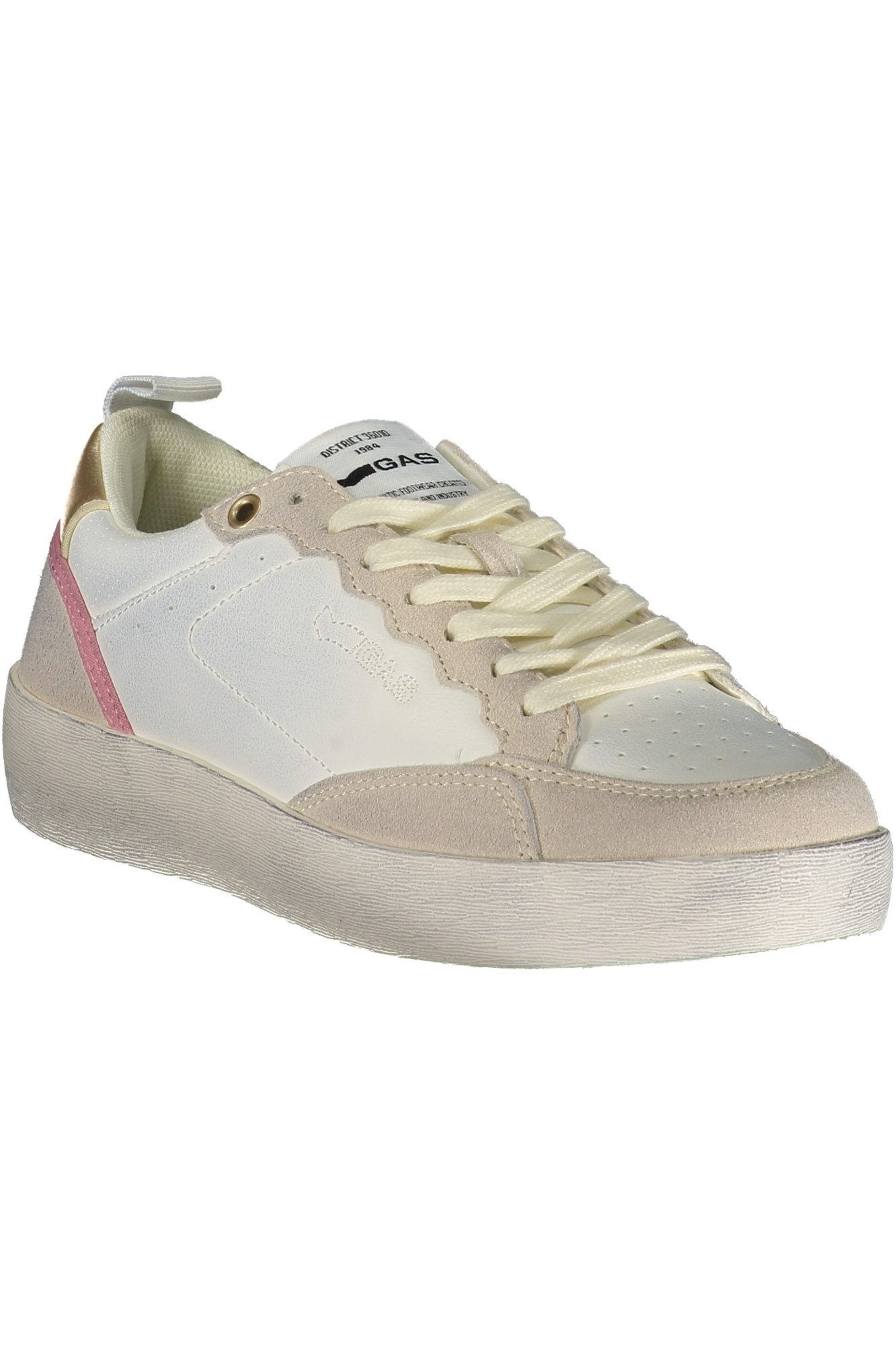GAS Sneaker Damen Sportschuh in Weiß mit Rosa/Gold Akzenten